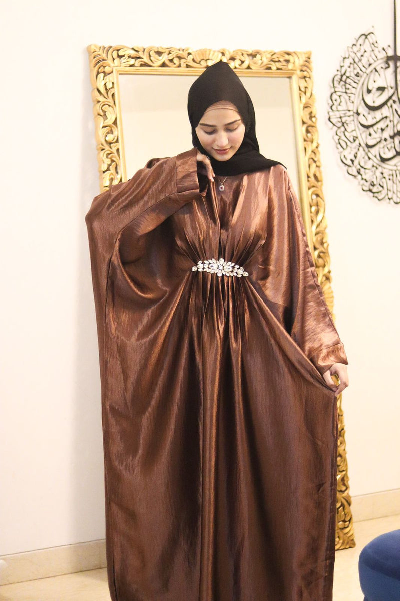 Brown shimmer Abaya (with hijab) – Al Sasa - Main Image