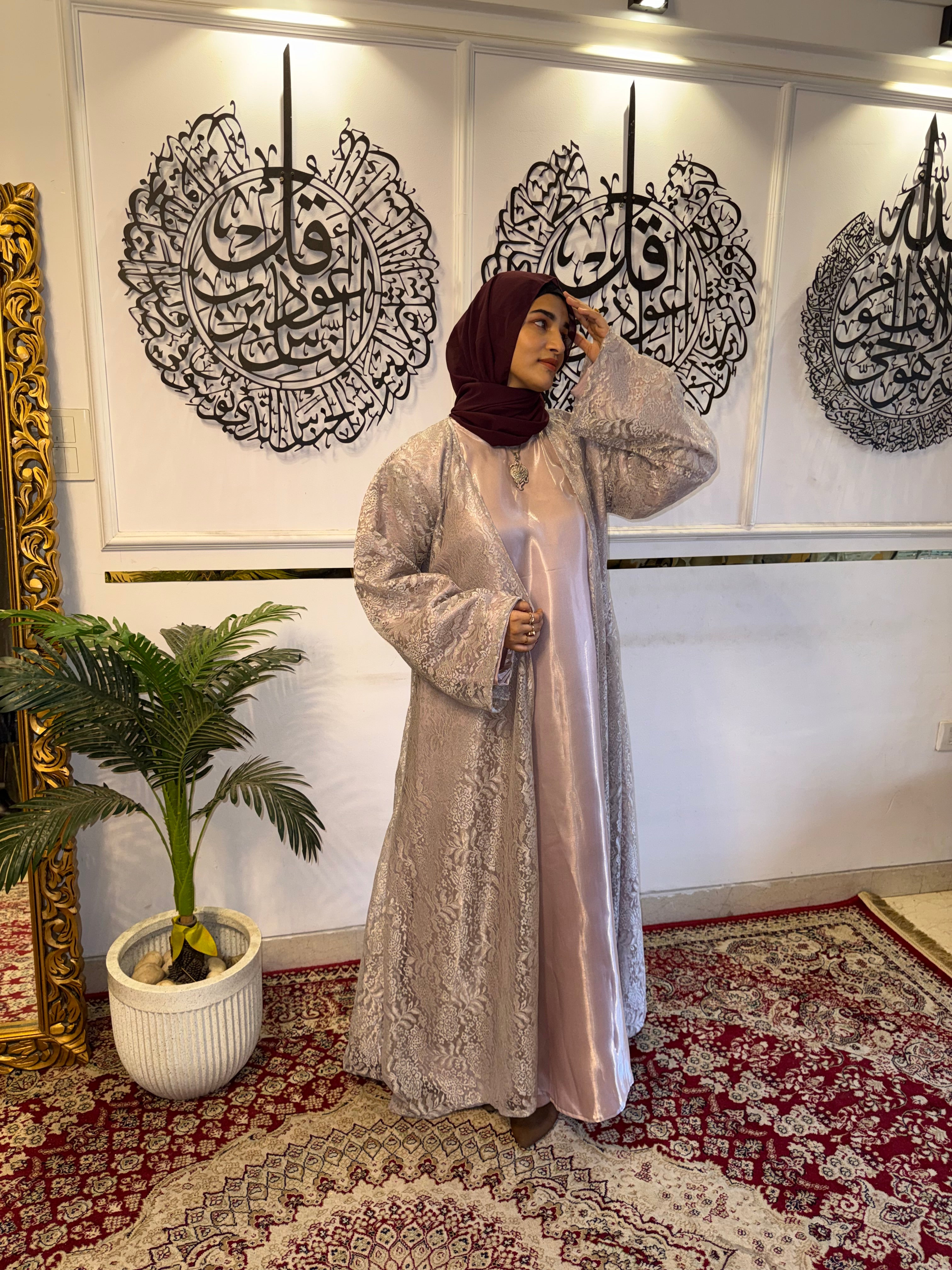 Luxury Metallic Lace shrug  | Modest Evening Cardigan, Inner slit and hijab not included