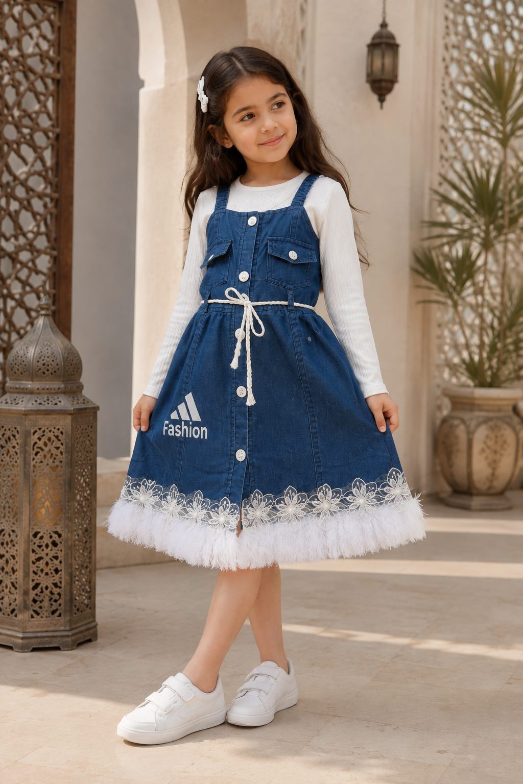 Denim & feather pinafore dress
- kids (1-10 years)
