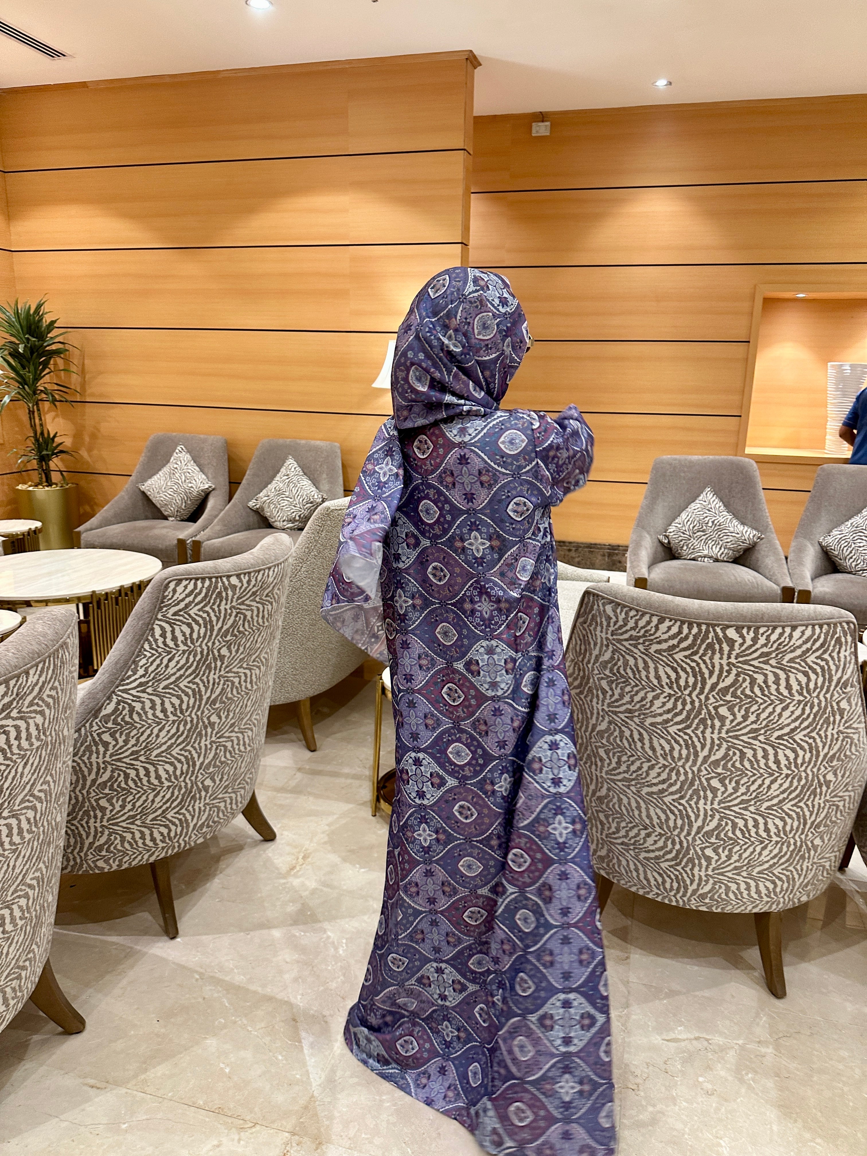 Maison Lilac abaya full set (with matching Hijab & inner slit) -purple