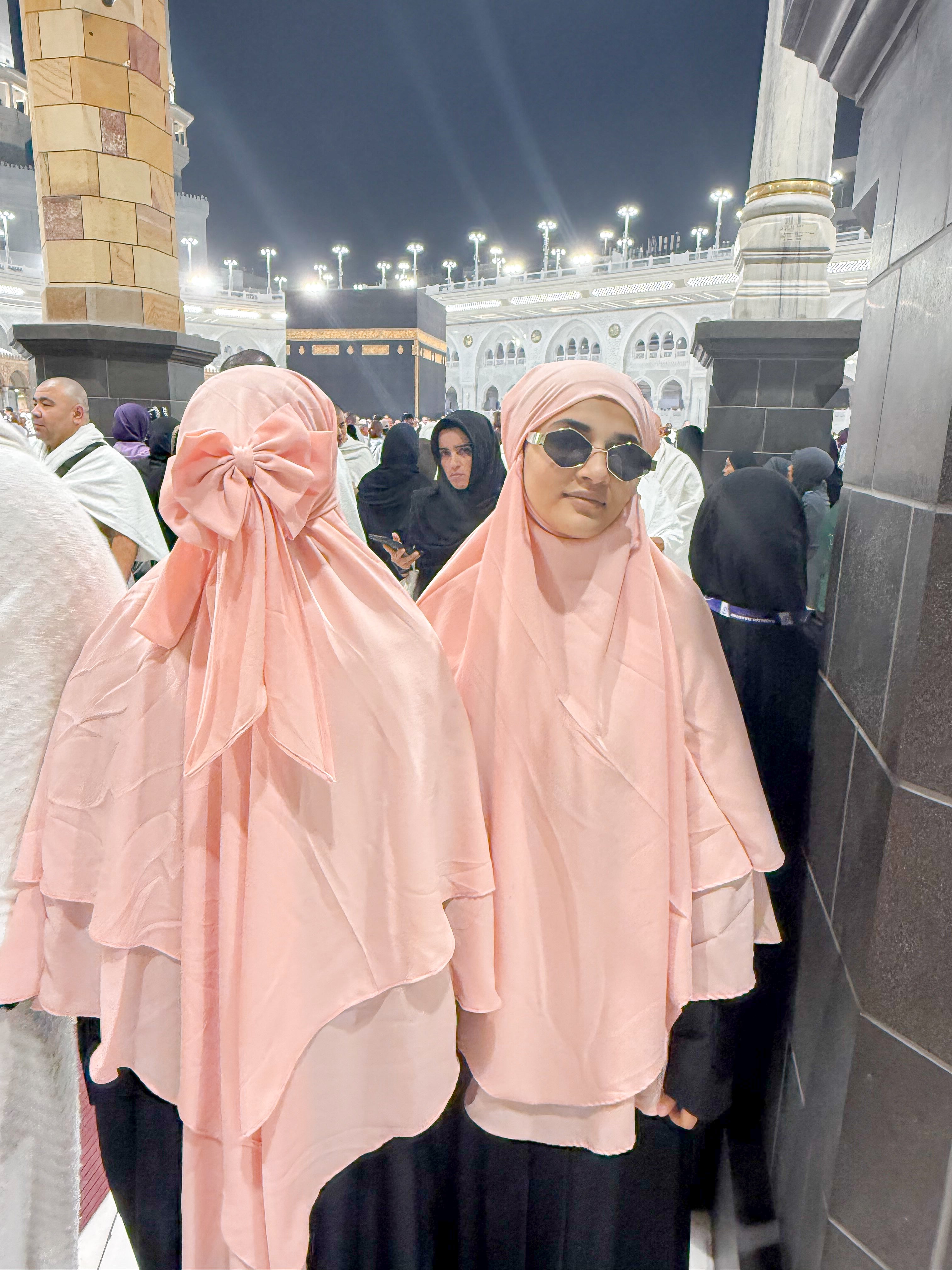 Bow fish tail one-piece Jilbab - peach