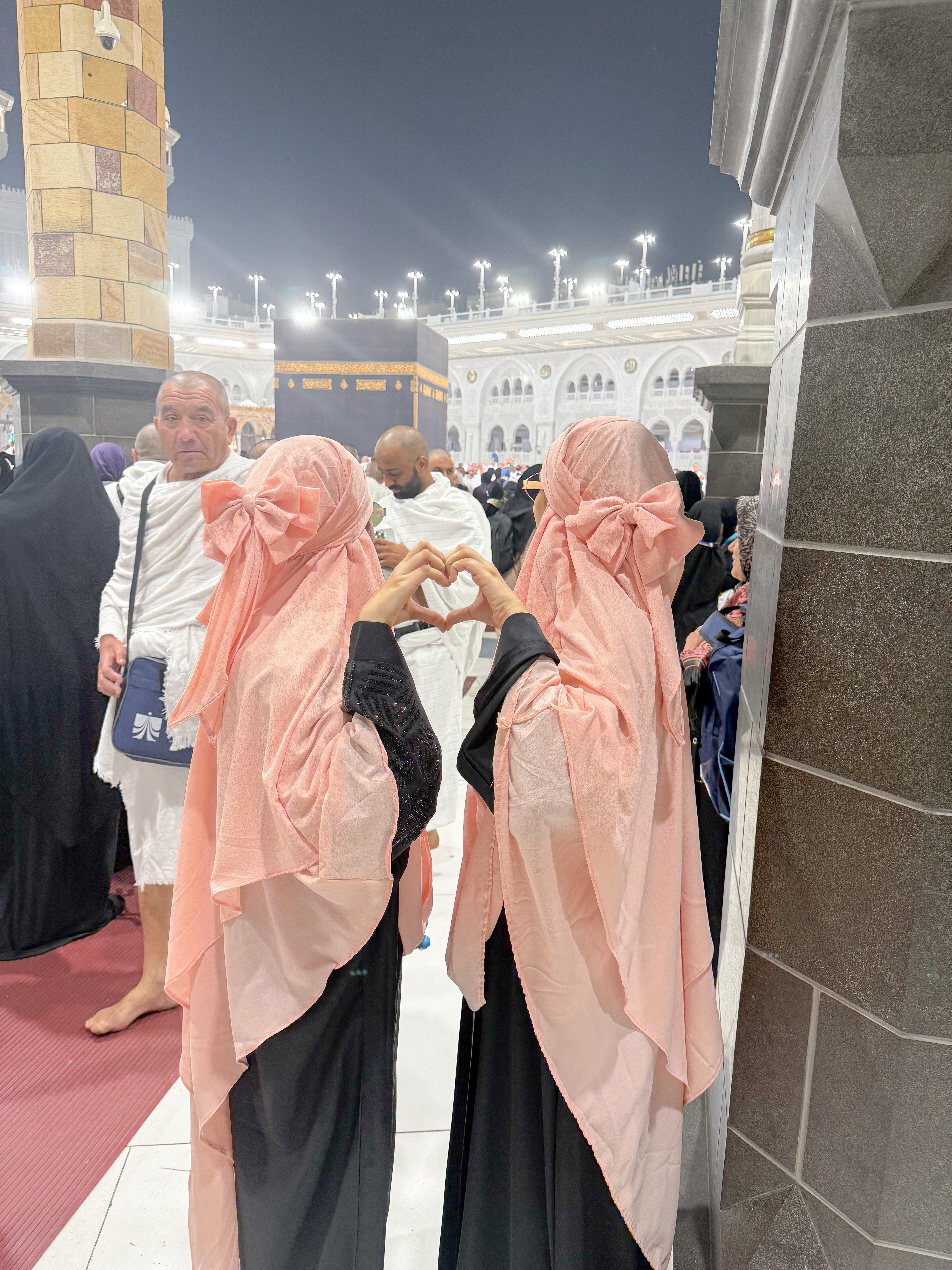 Bow fish tail one-piece Jilbab - peach