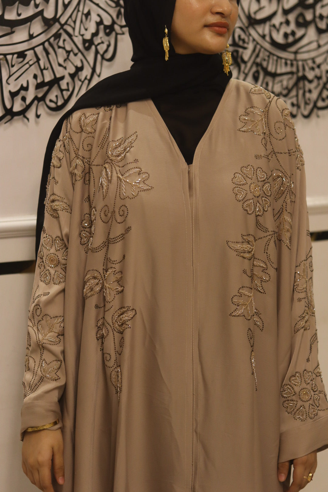 Royal Mocha handwork abaya- with hijab