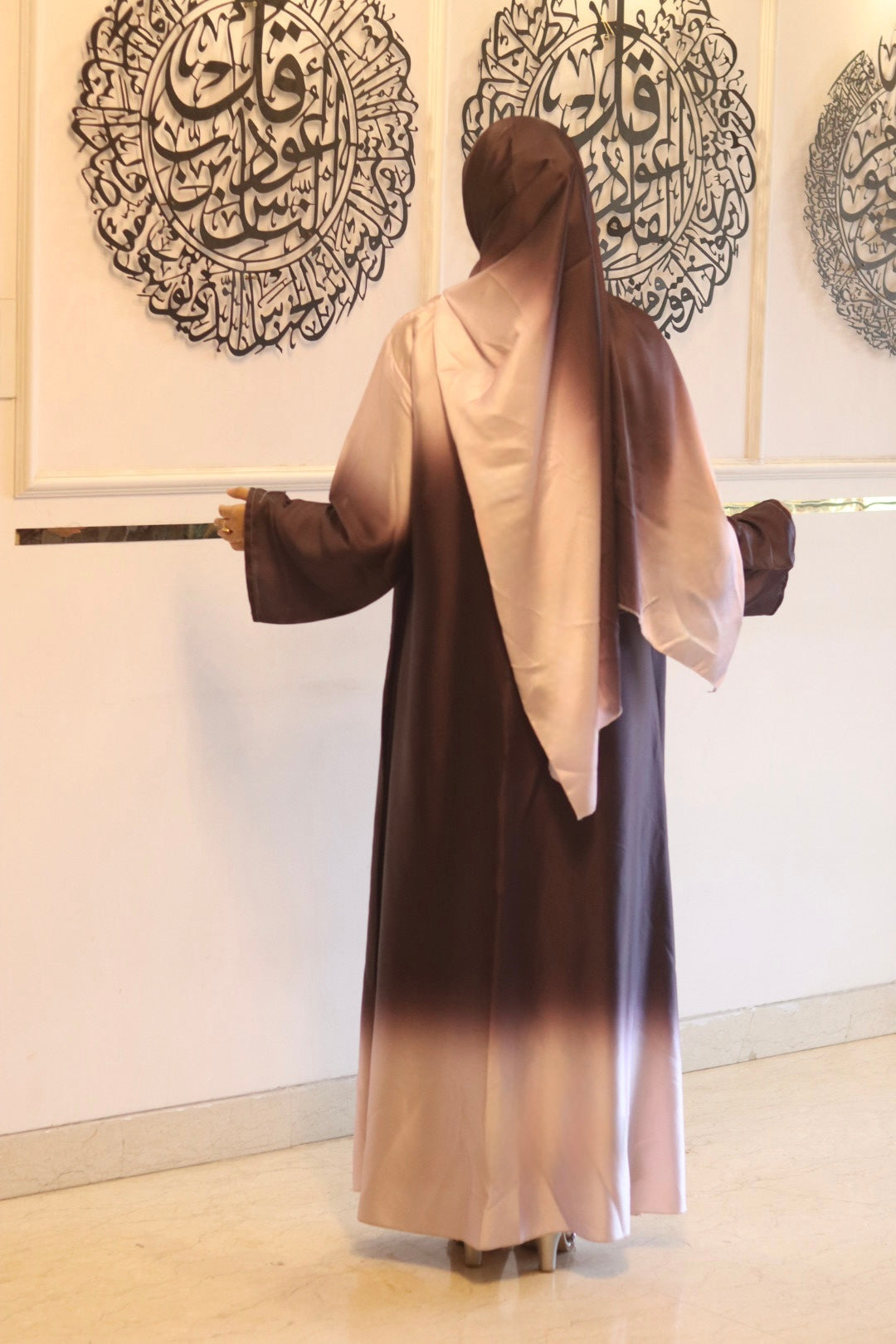 Deep purple ombre abaya with matching hijab (with attached Inner Slit & Hijab)