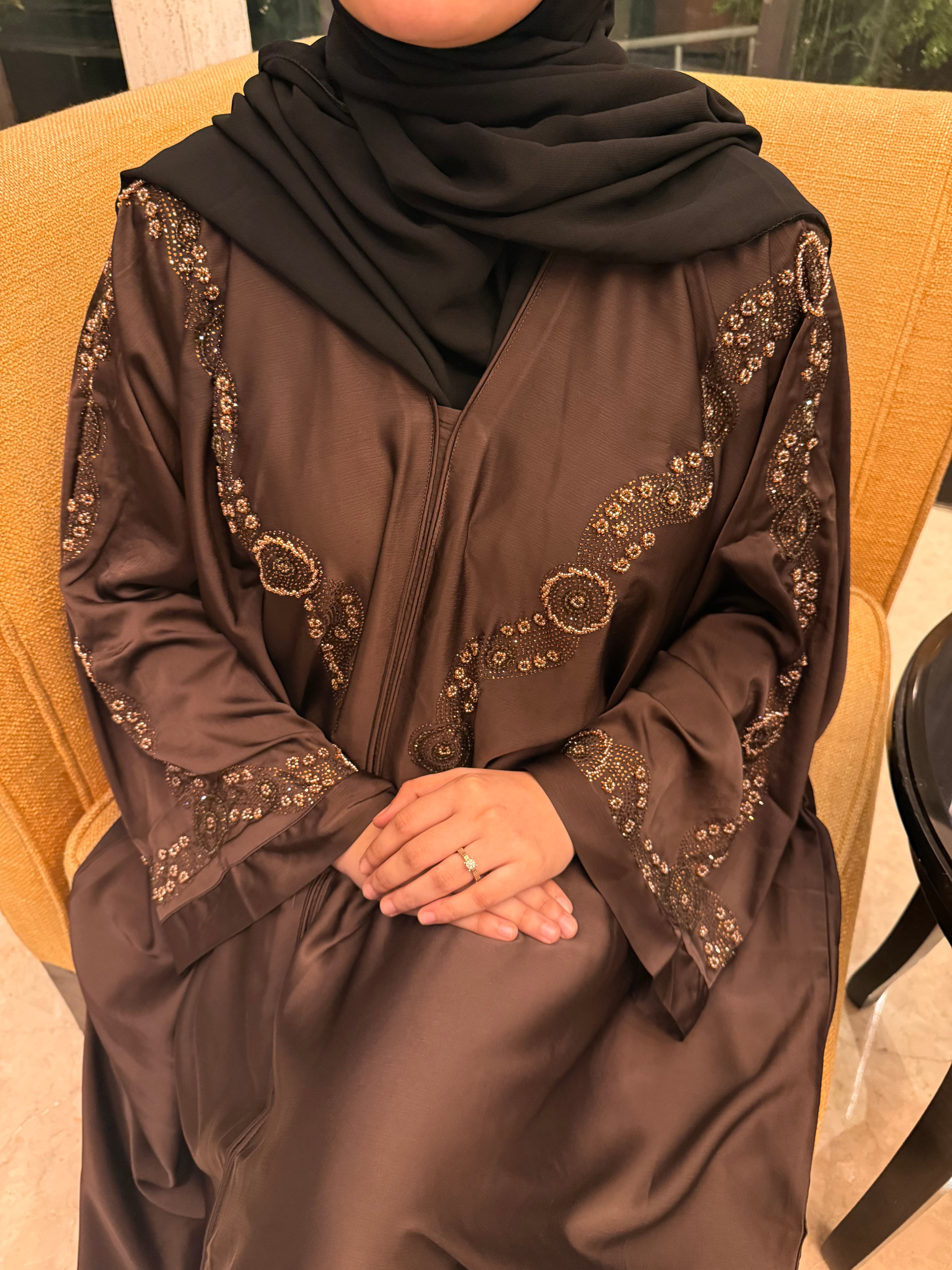 Aliza Handwork abaya -brown (with Hijab)