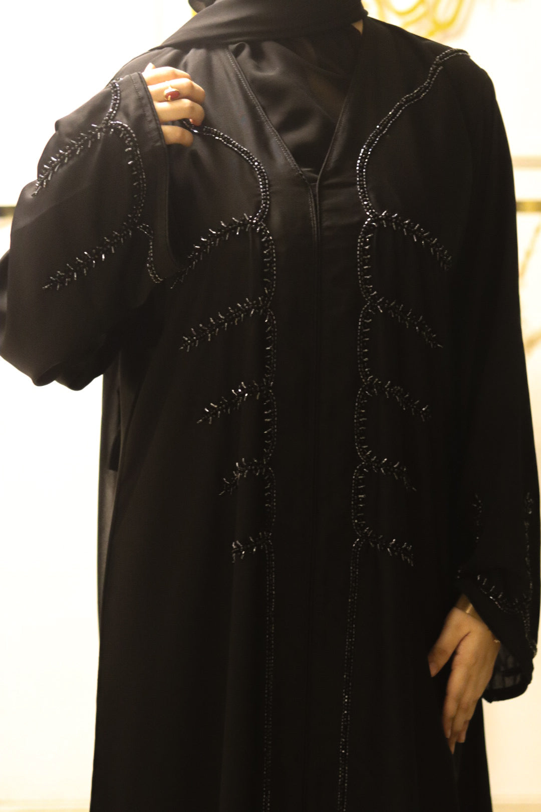Black beaded abaya (with Hijab)