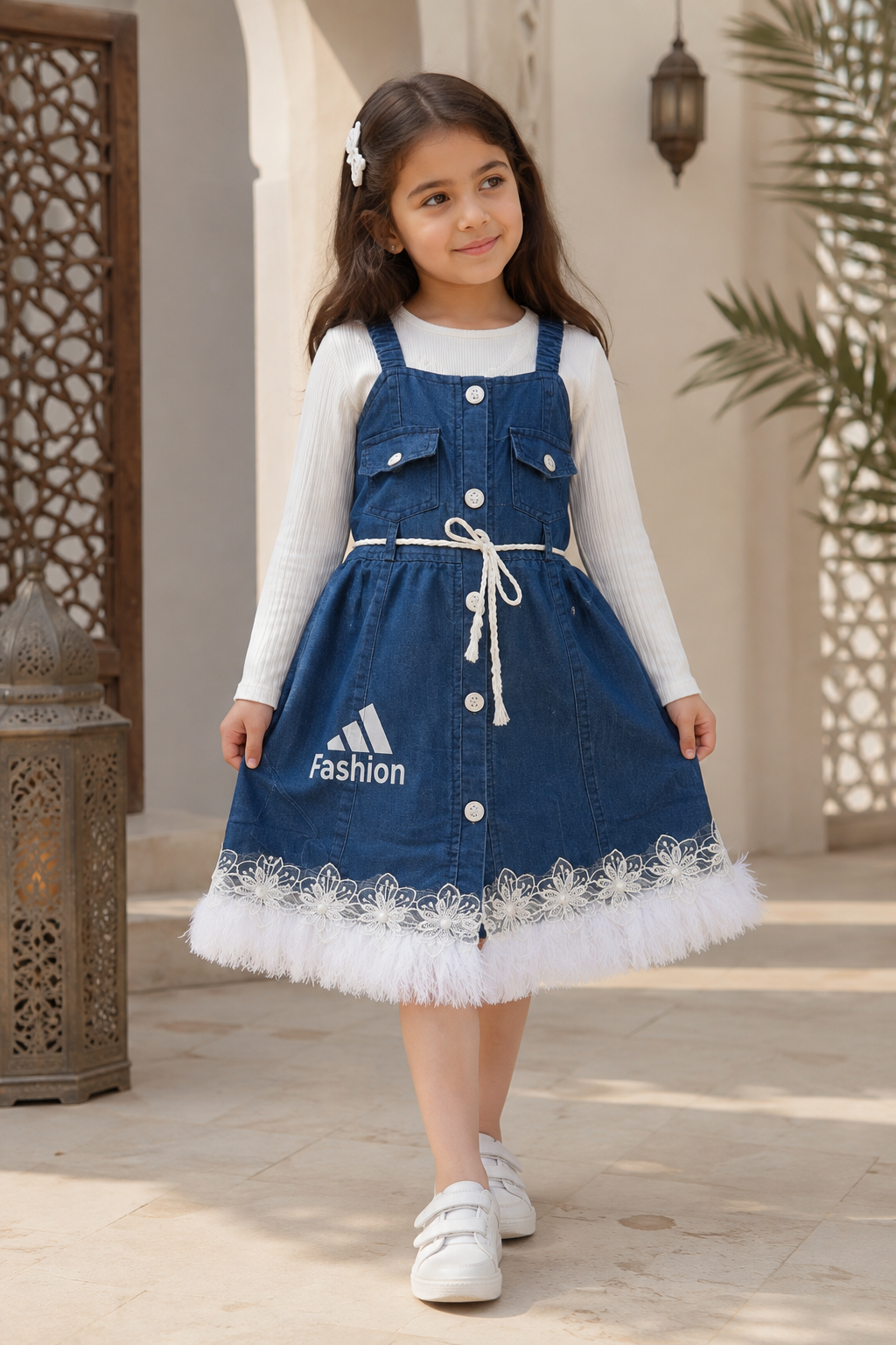 Denim & feather pinafore dress
- kids (1-10 years)