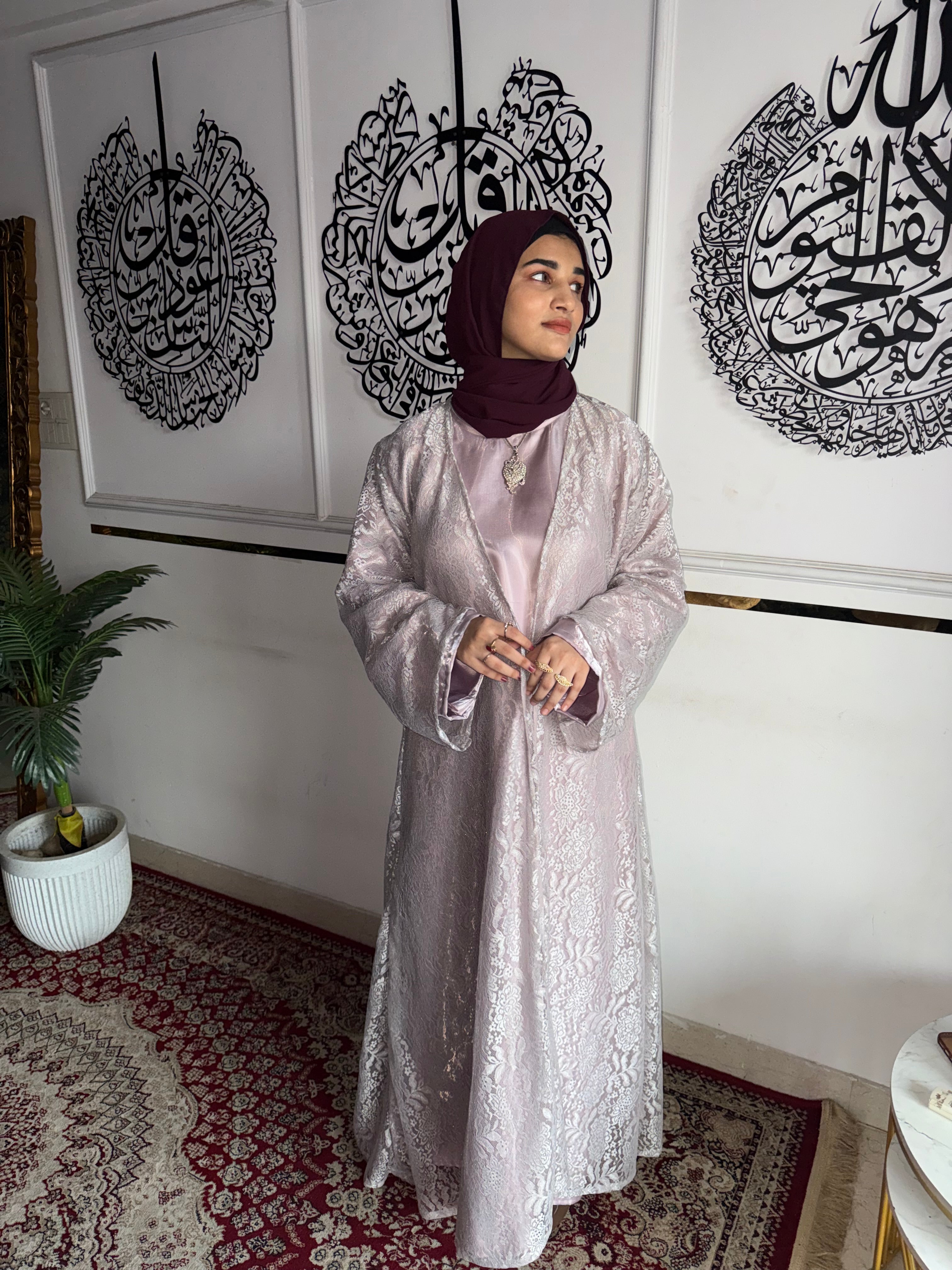 Luxury Metallic Lace shrug  | Modest Evening Cardigan, Inner slit and hijab not included