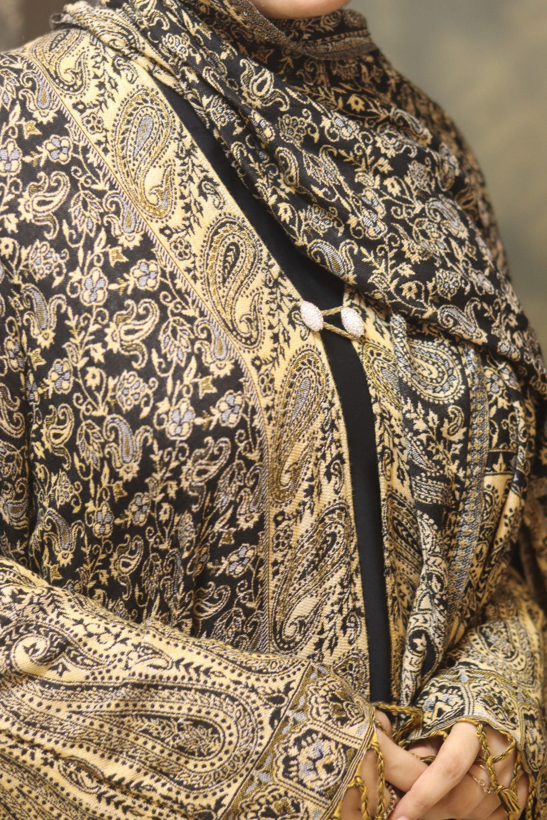 Premium Pashmina Abaya black with hijab - (inner slit not included)