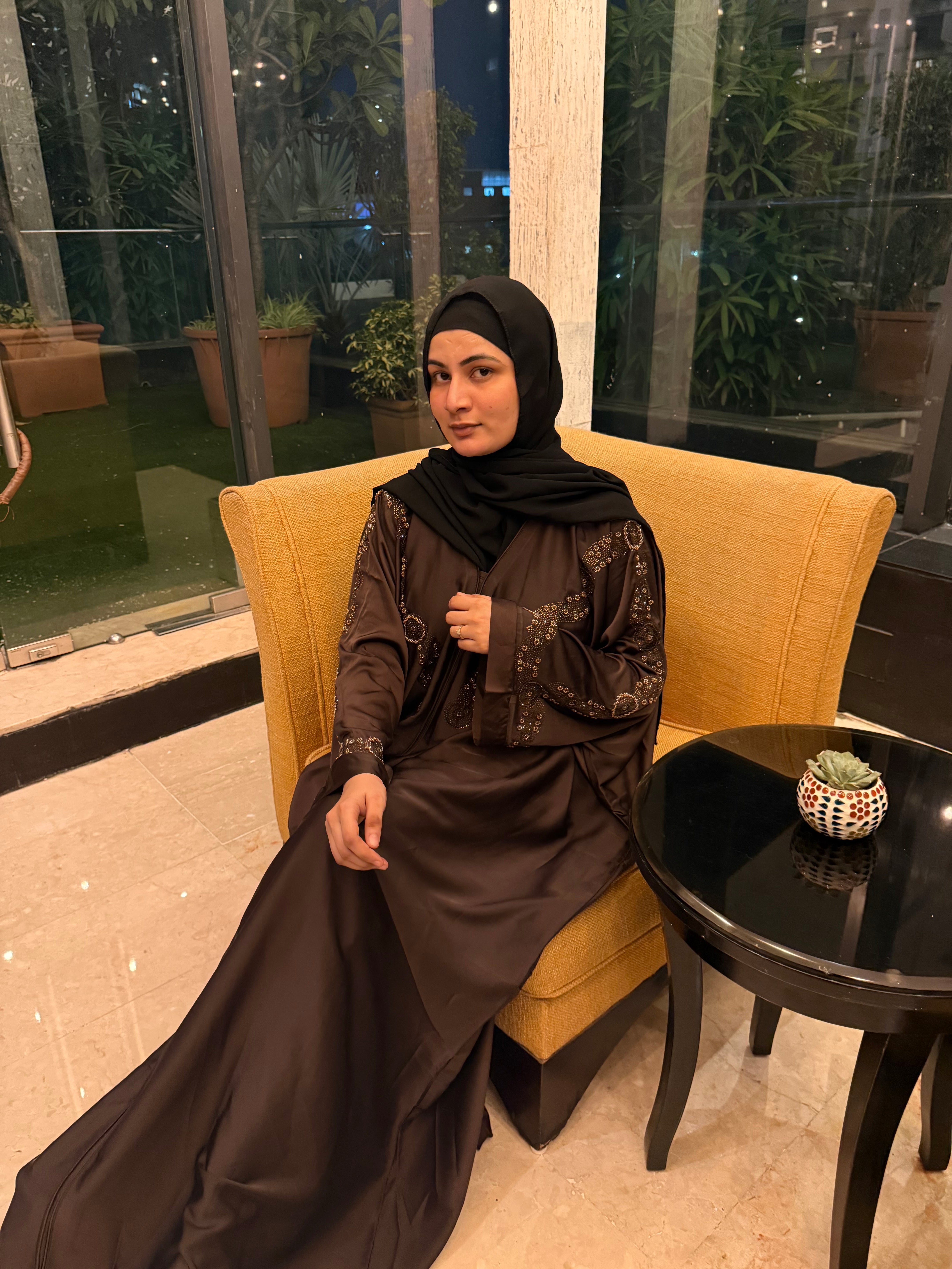 Aliza Handwork abaya -brown (with Hijab)