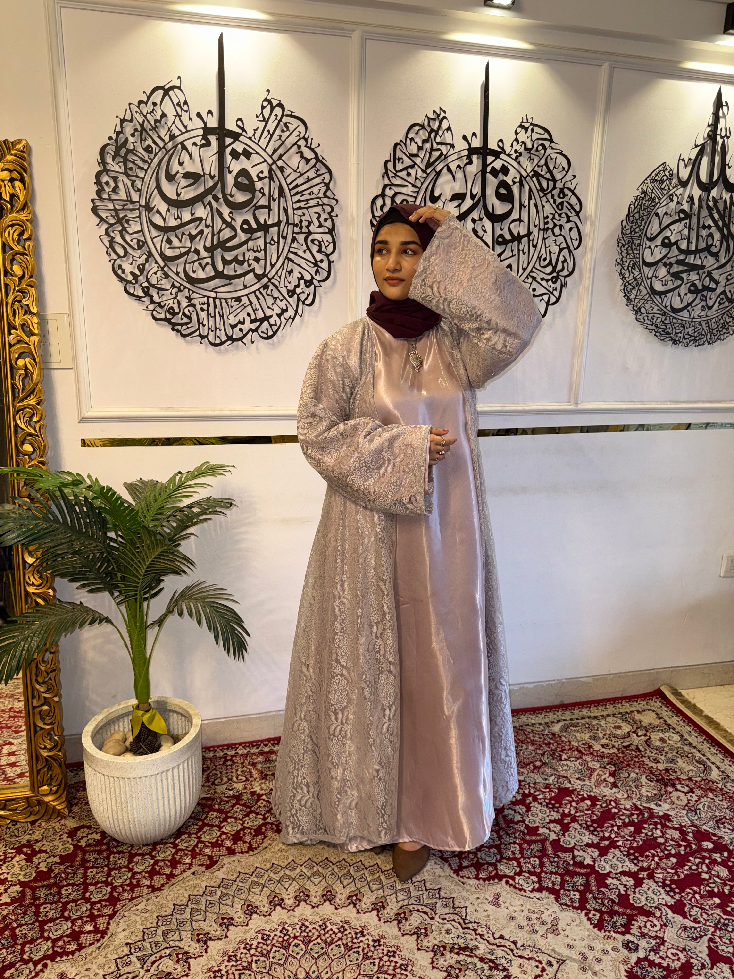 Luxury Metallic Lace shrug  | Modest Evening Cardigan, Inner slit and hijab not included
