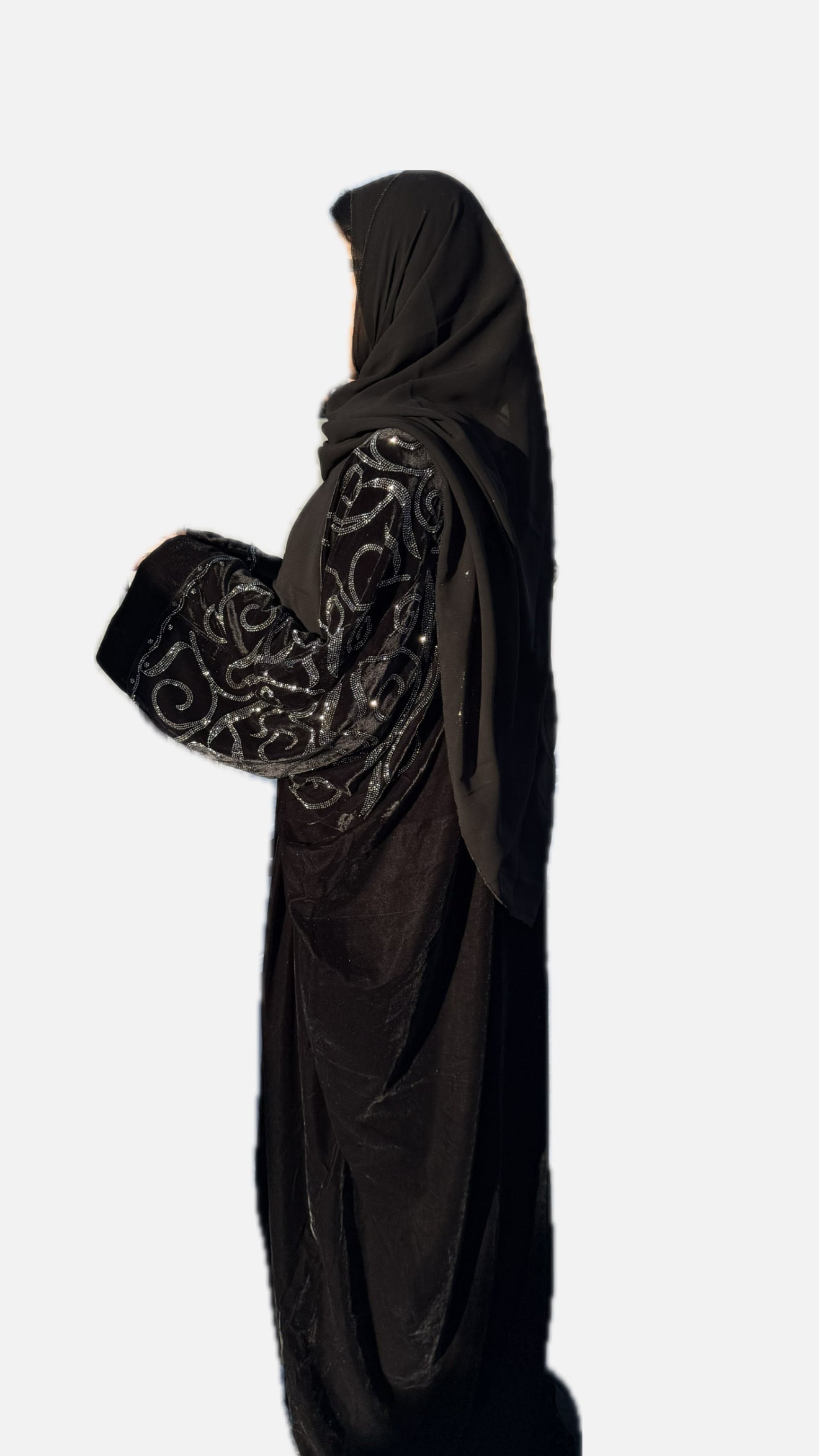 Dubai velvet abaya- black with hijab
