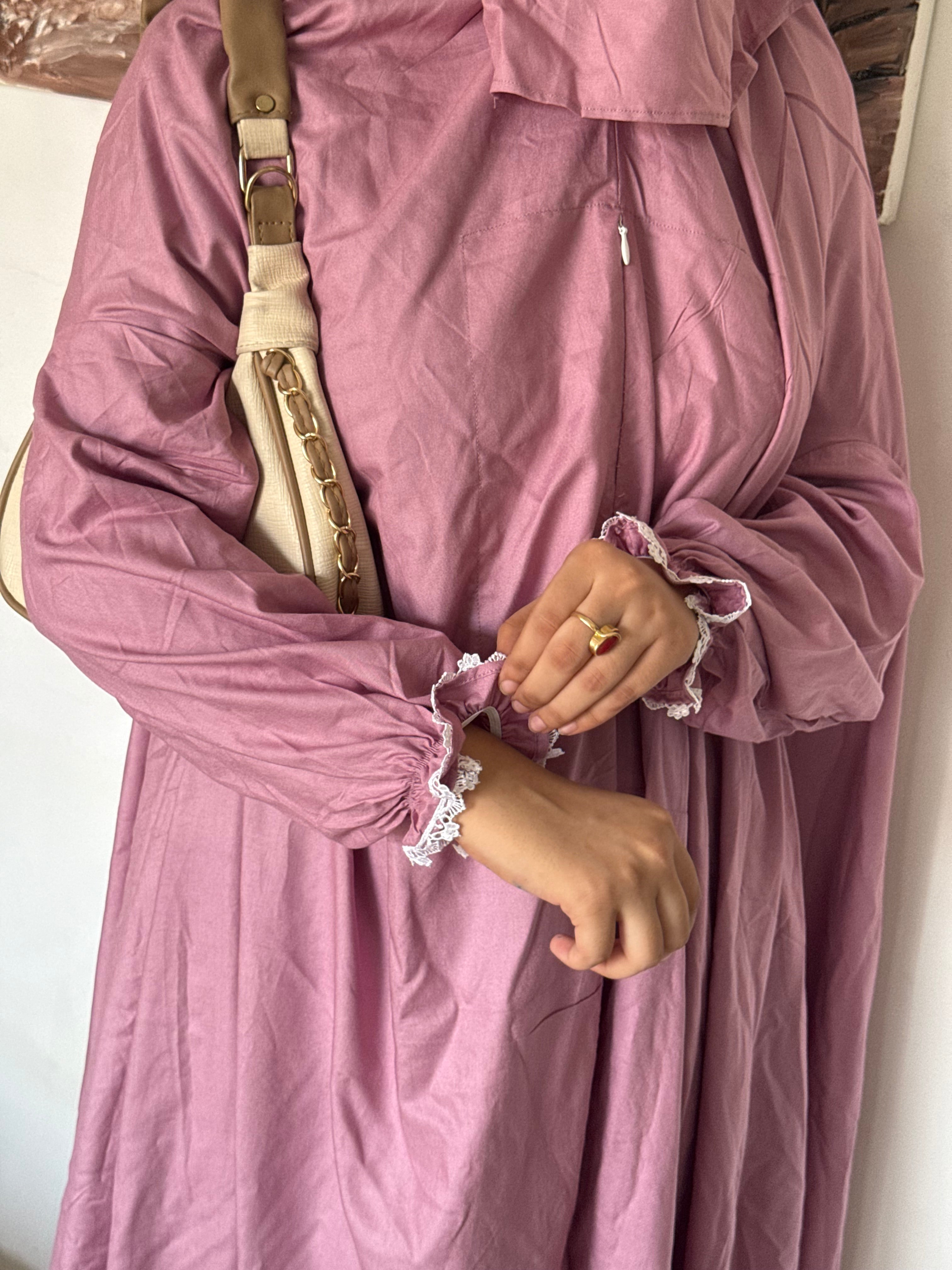 Full sized Jilbab with pockets, niqab, sleeves ( pink )