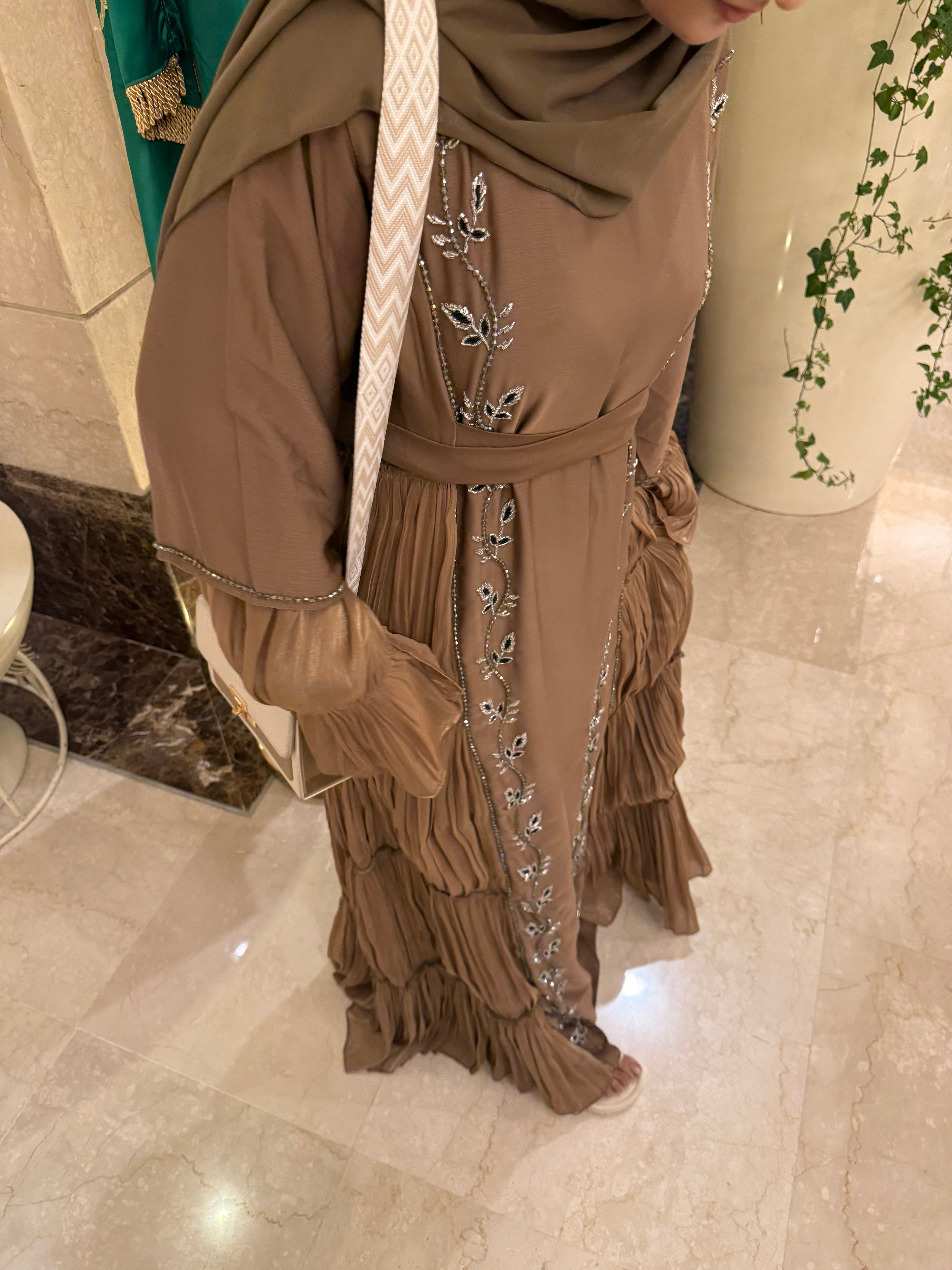 Dreamy brown handwork Abaya (with hijab)