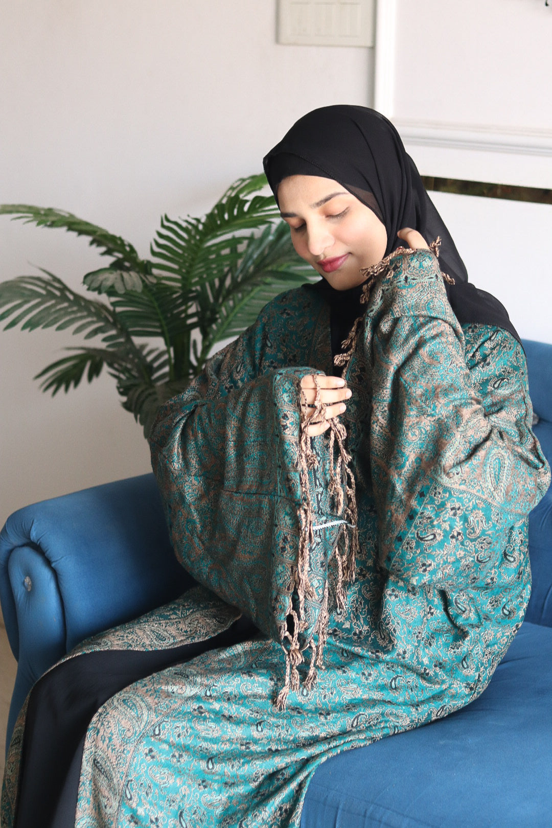 Premium Pashmina Abaya with hijab (inner slit not included)  - Green
