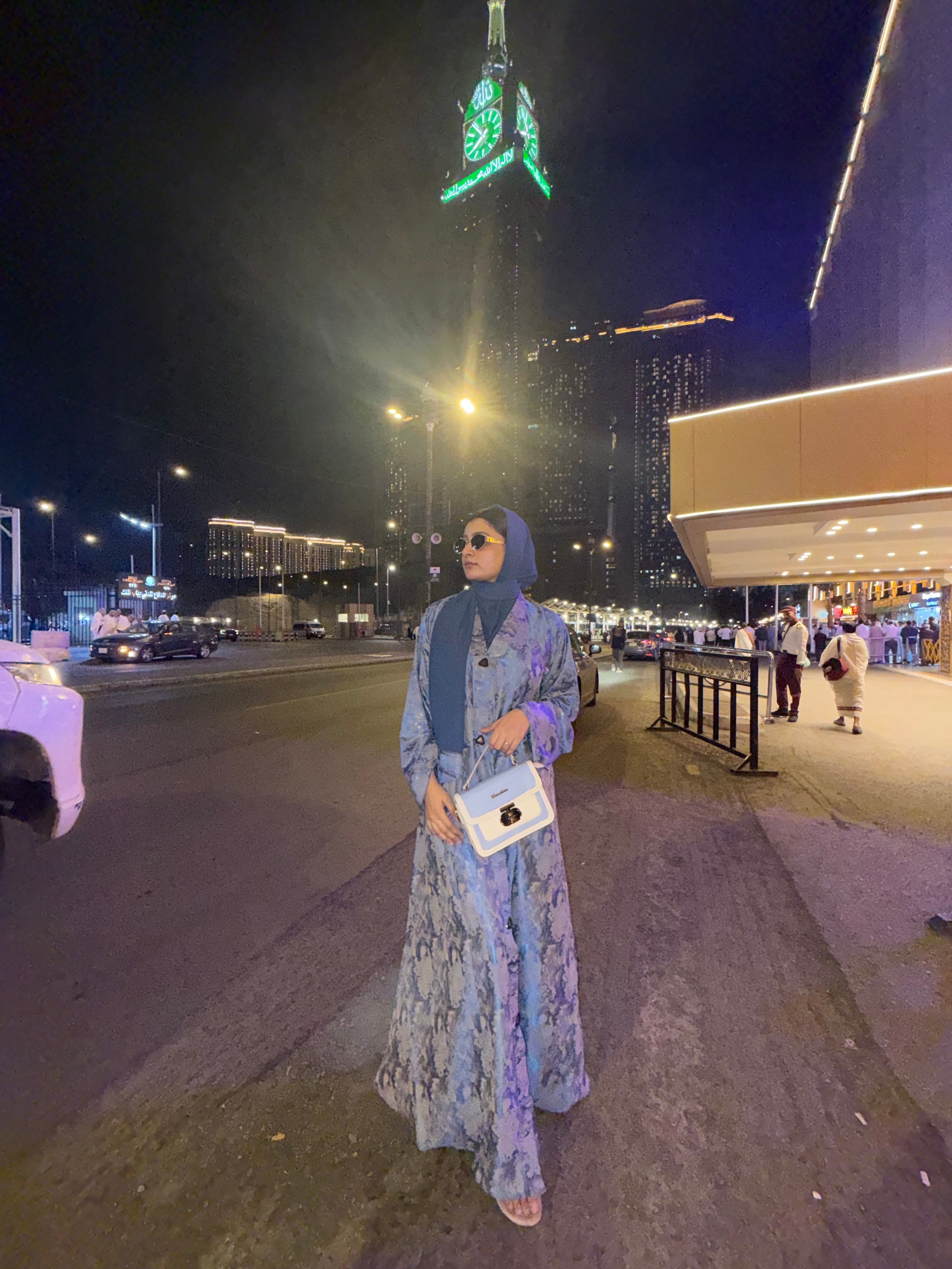 Blue floral print Abaya - (hijab included)