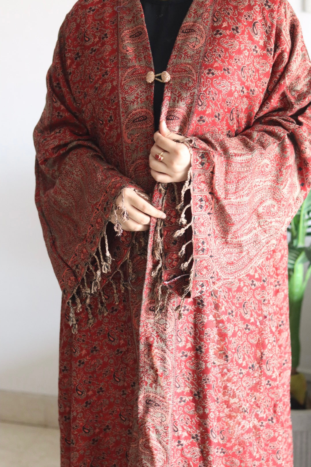 Premium Pashmina Abaya maroon with hijab(inner slit not included) -