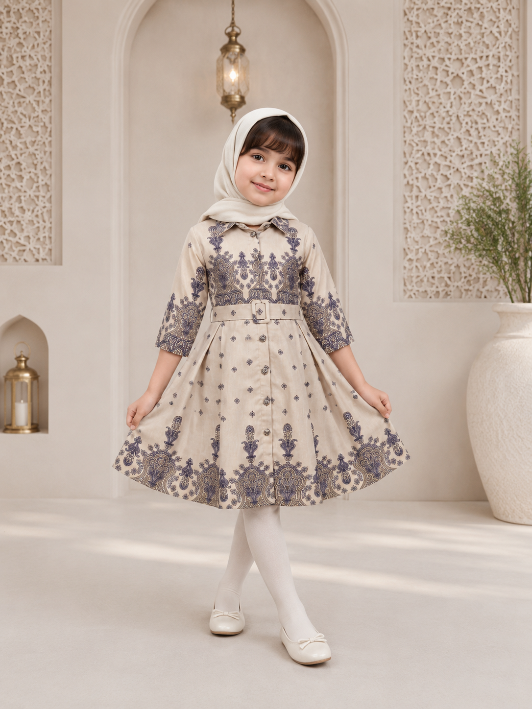 Kids Flared frock with waist belt
 (5-15 years)