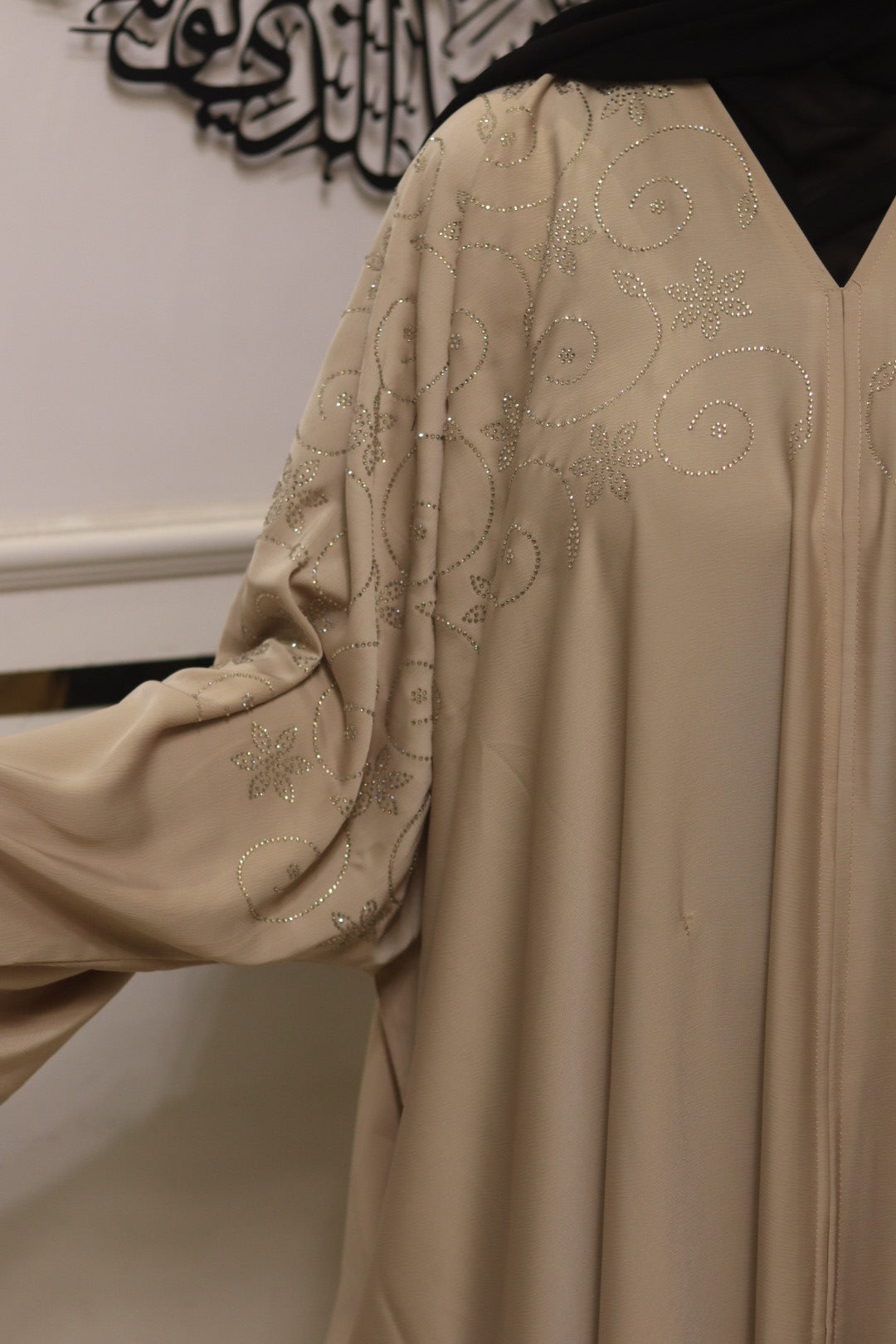 Sand-star kaftan abaya- beige with hijab