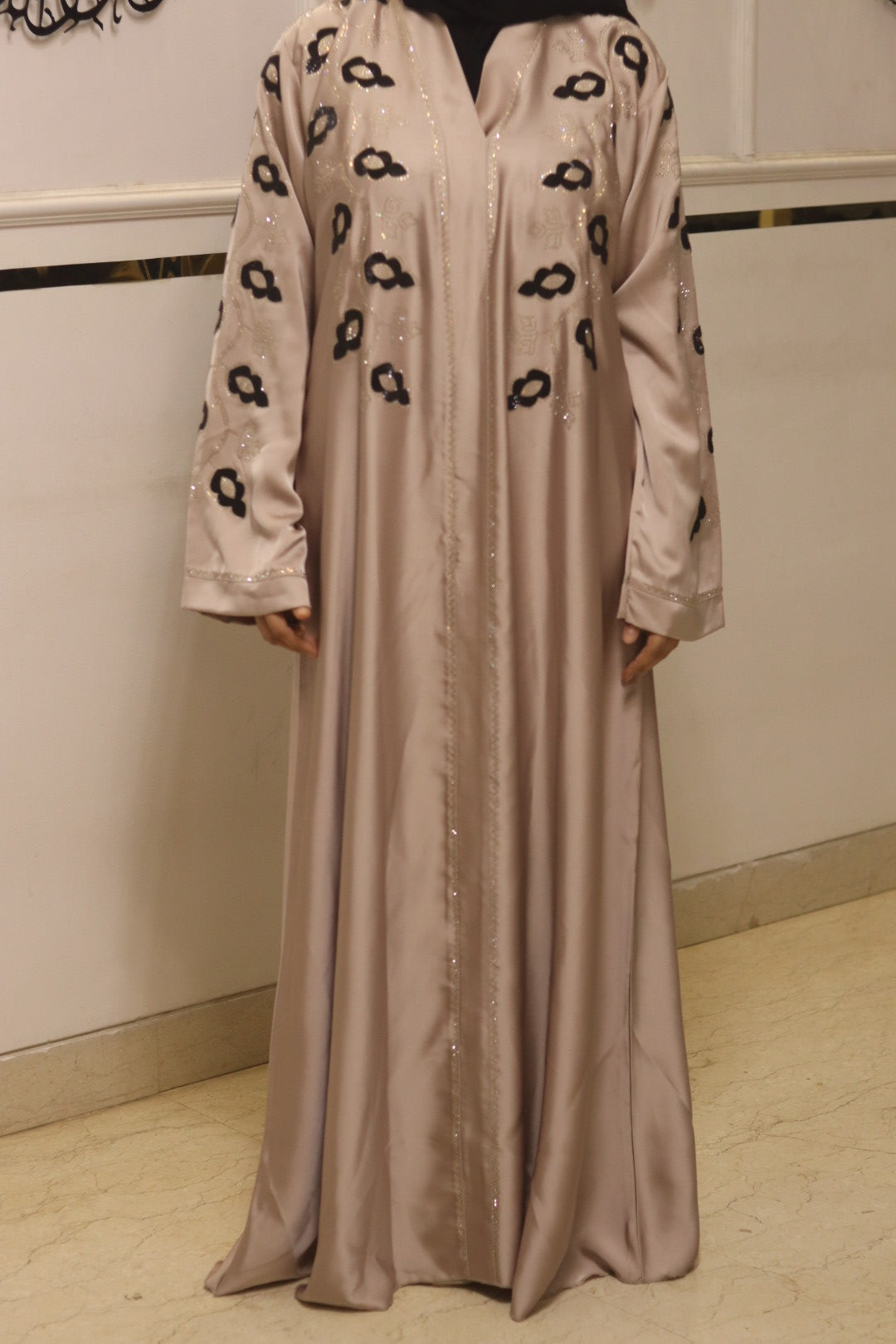 Signature noir abaya- beige with hijab