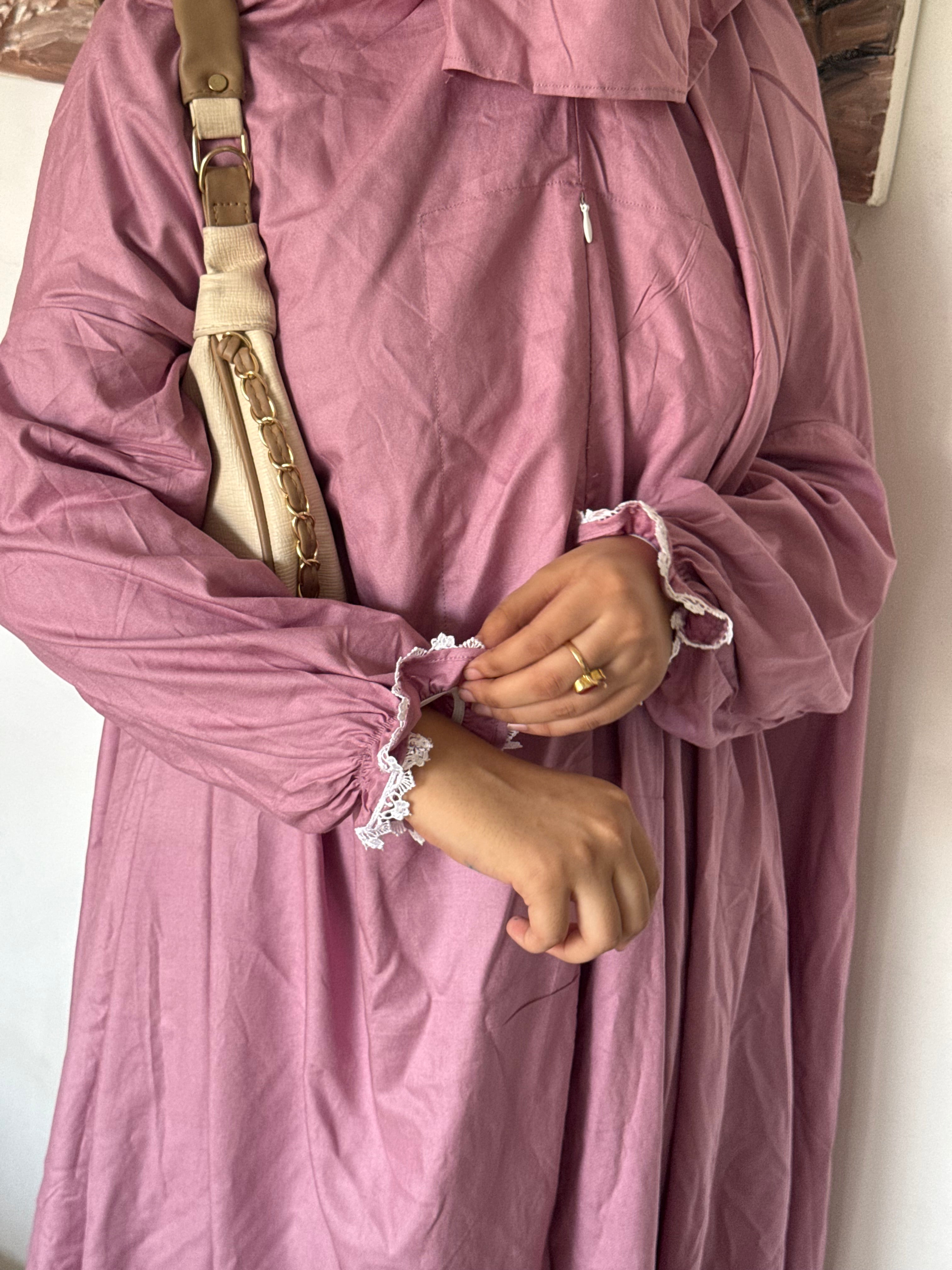 Full sized Jilbab with pockets, niqab, sleeves ( pink )