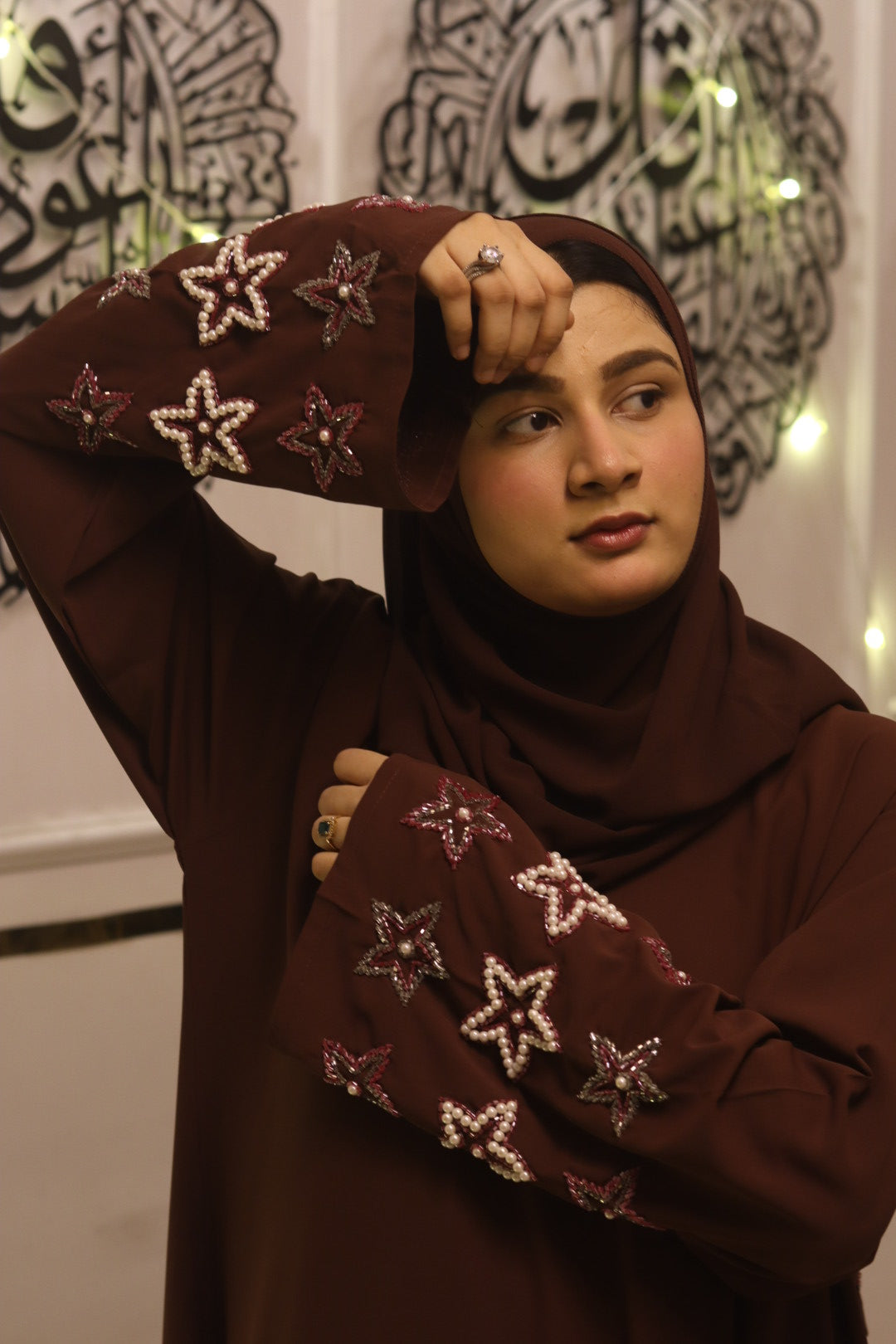 Tara handwork abaya with hijab