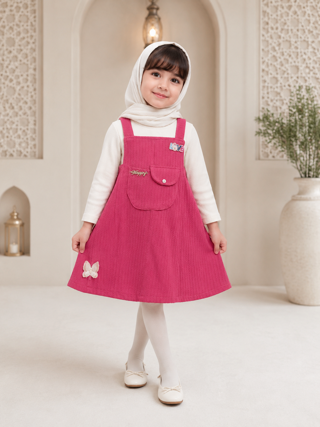 Magenta Pinafore Dress & Top Set
- kids (1-10 years)