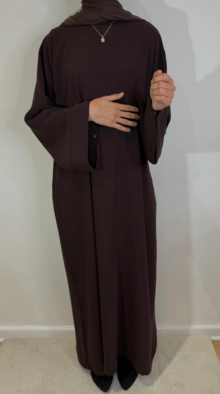 Smart abaya - COCOA SHADE (with pockets, zip, button) hijab not included