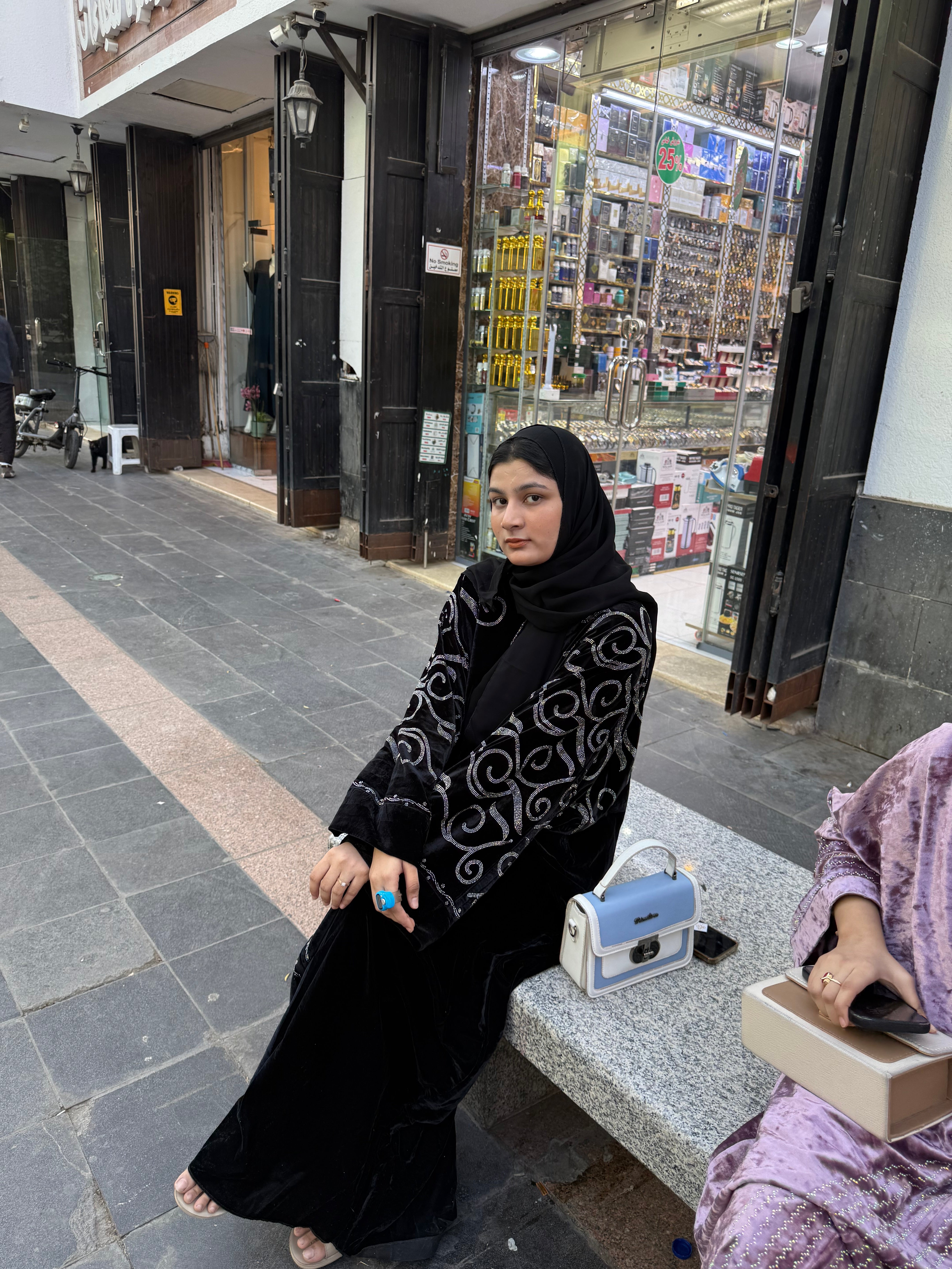 Dubai velvet abaya- black with hijab