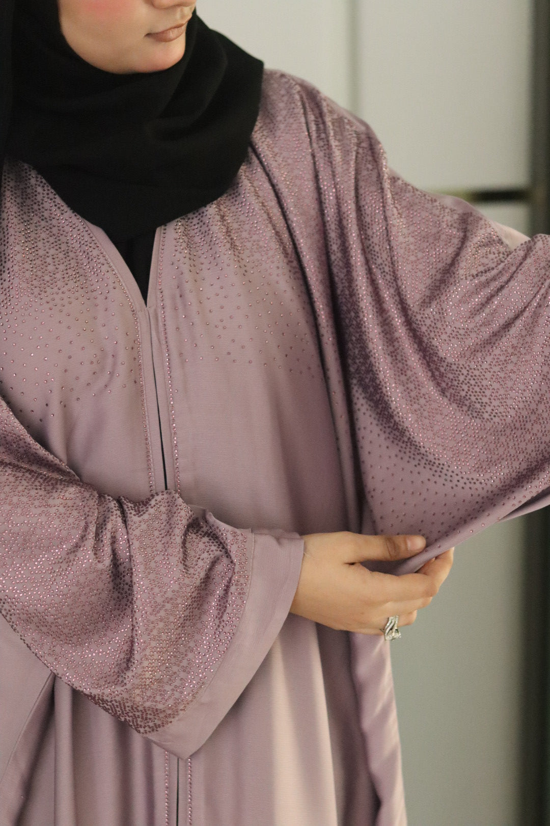 Mauve pearl Abaya (with hijab)