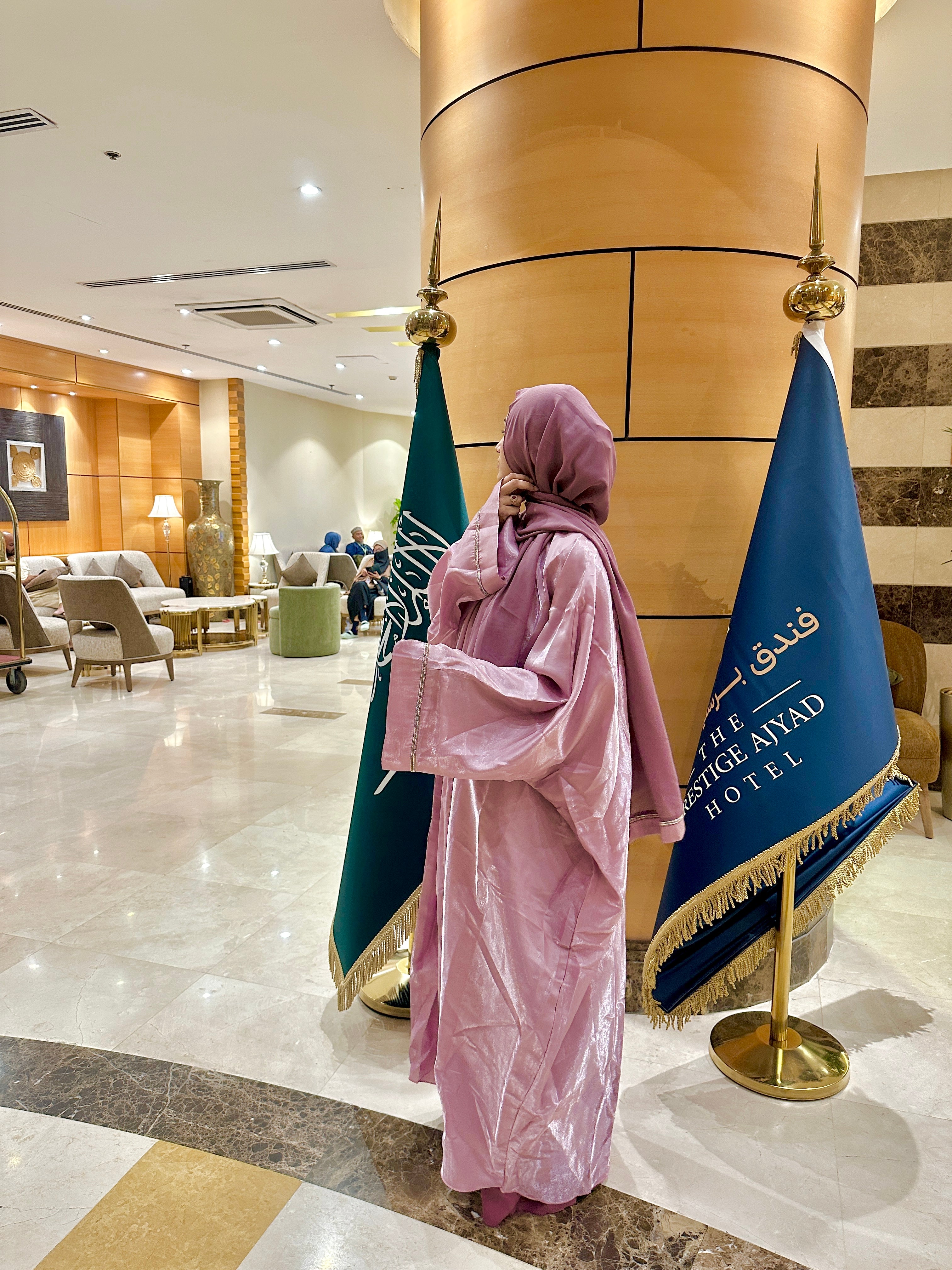 Pink metallic shrug set (with inner slit & Hijab)