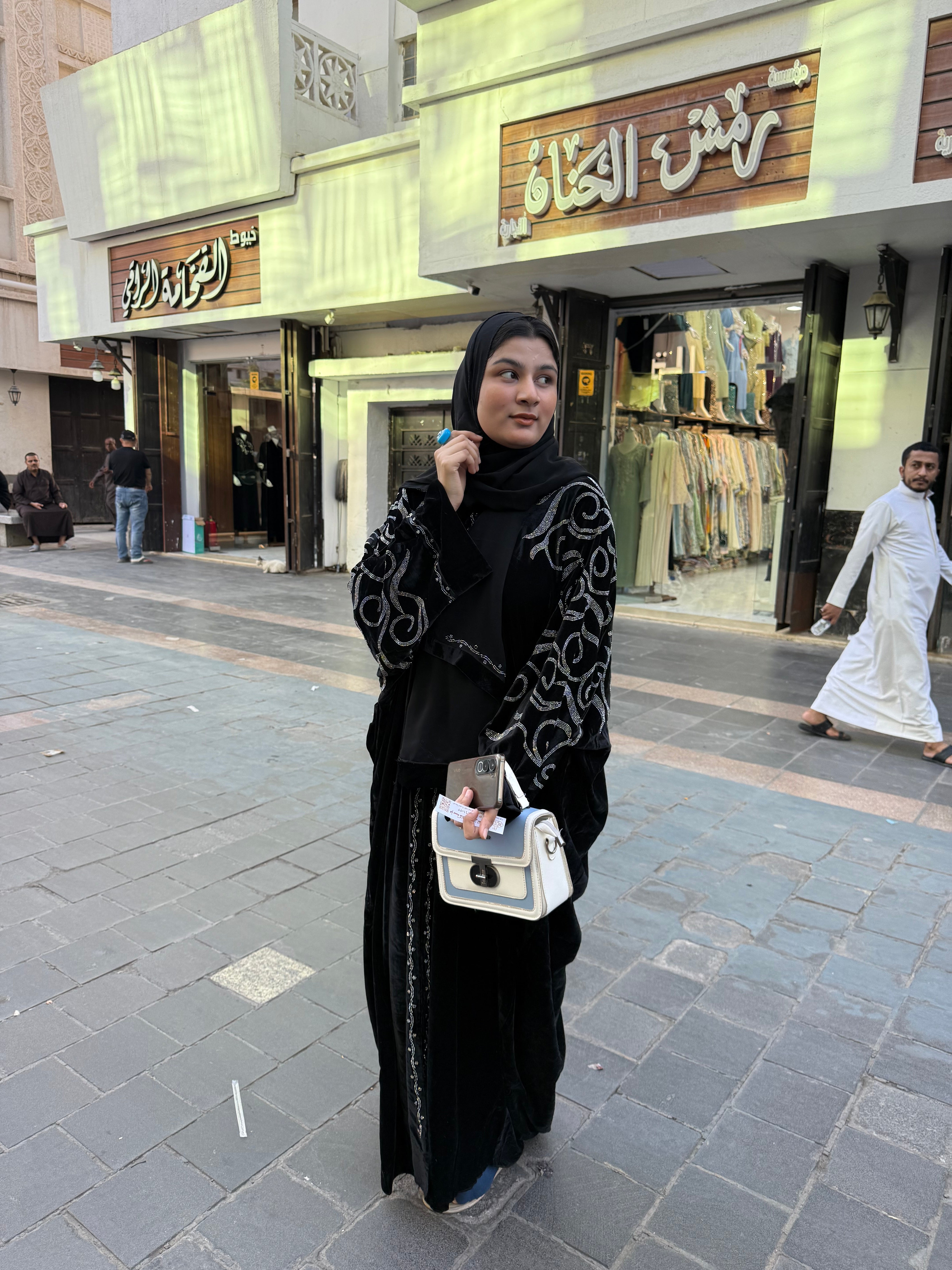 Dubai velvet abaya- black with hijab