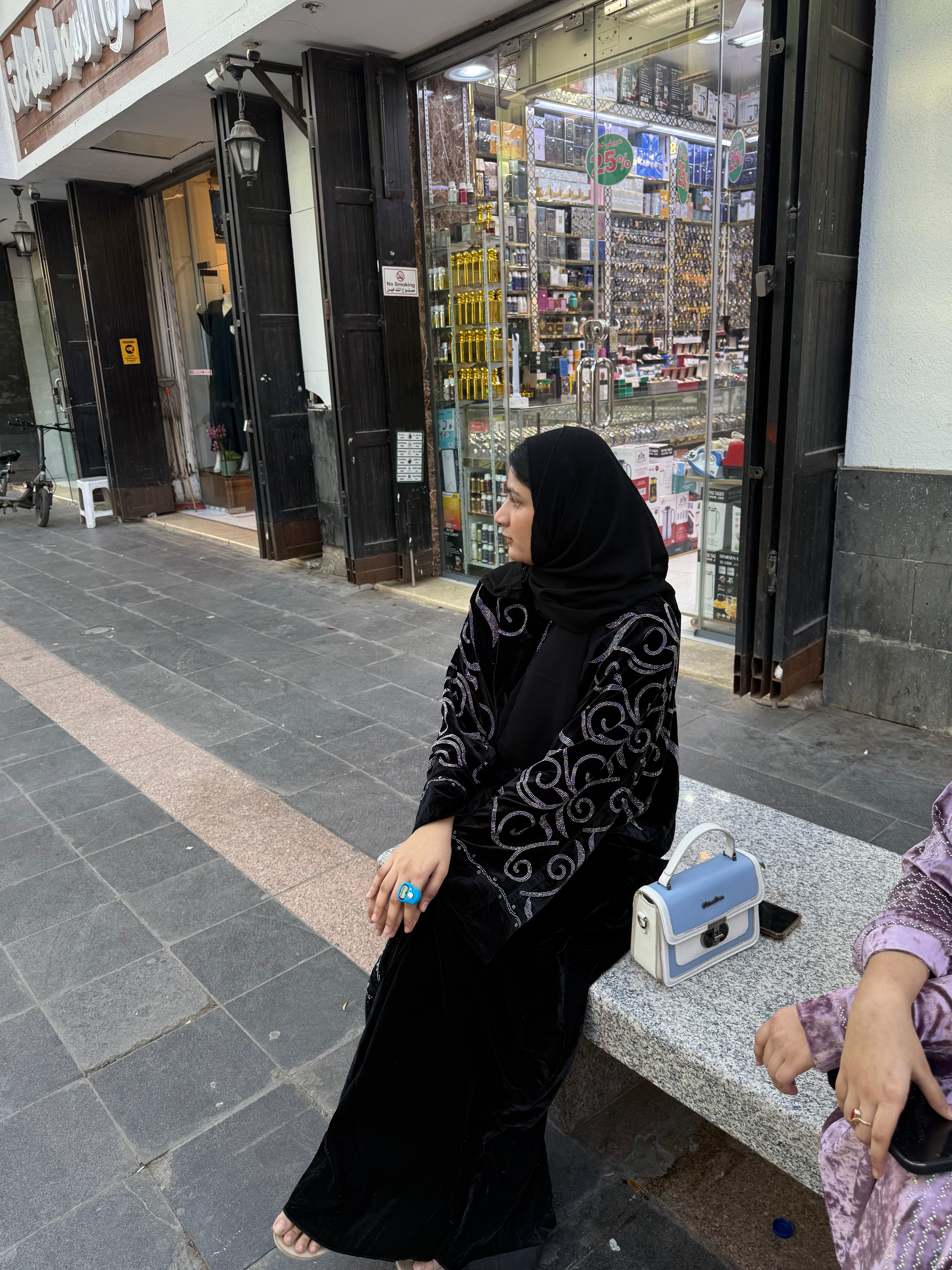 Dubai velvet abaya- black with hijab