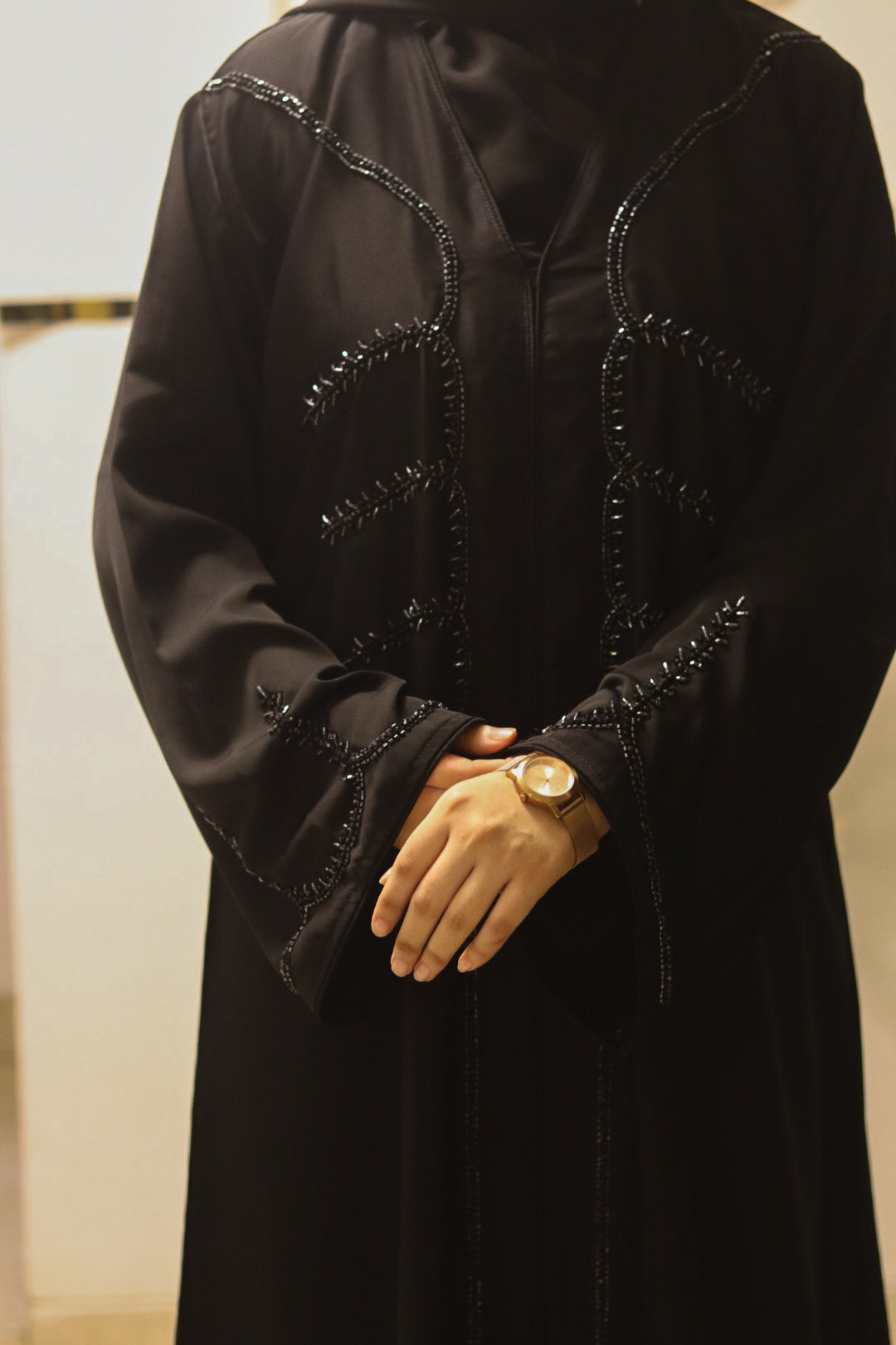 Black beaded abaya (with Hijab)