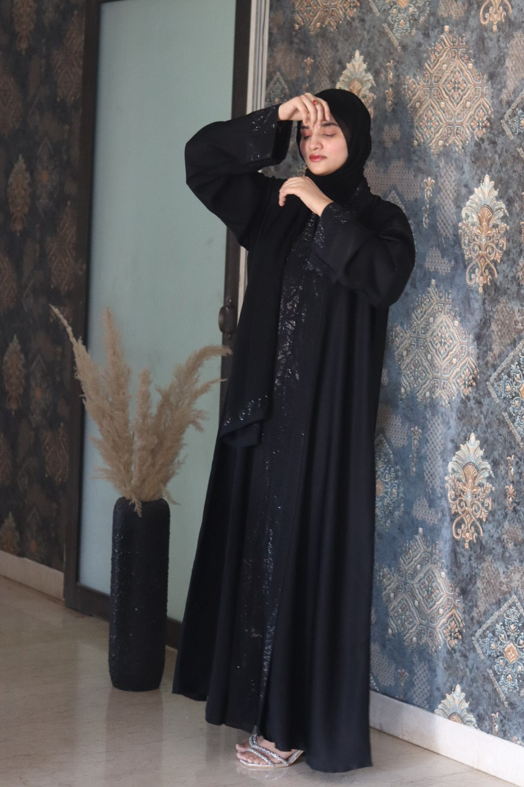 Black stone Abaya (with hijab)