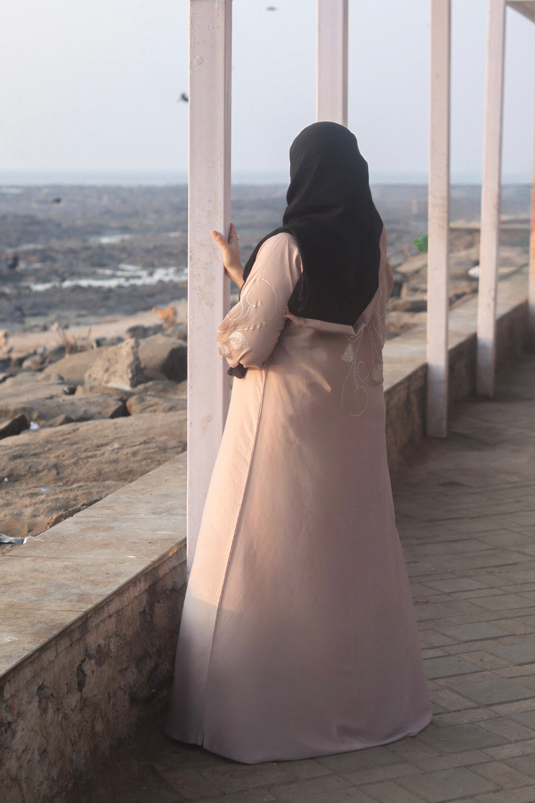 Hanan stonework abaya (with Hijab) - Beige