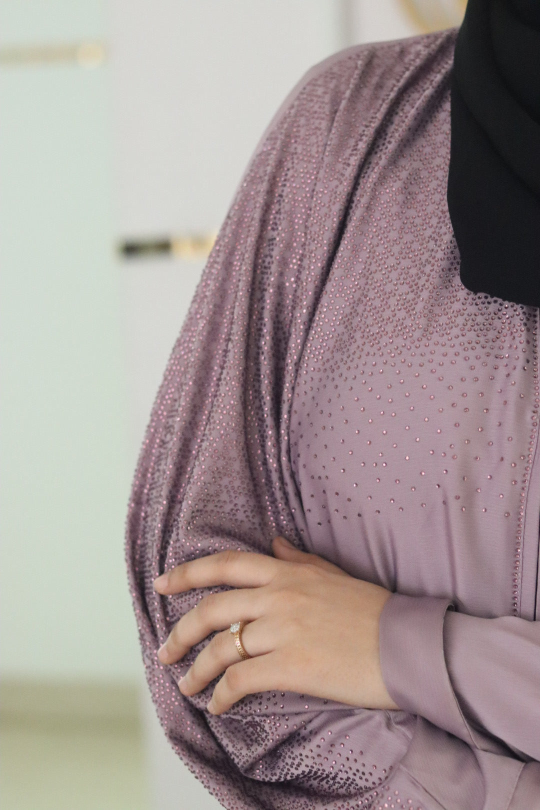 Mauve pearl Abaya (with hijab)