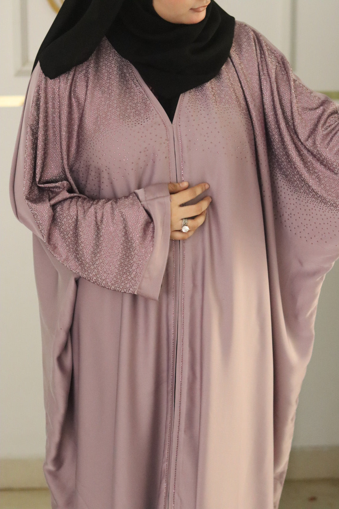 Mauve pearl Abaya (with hijab)