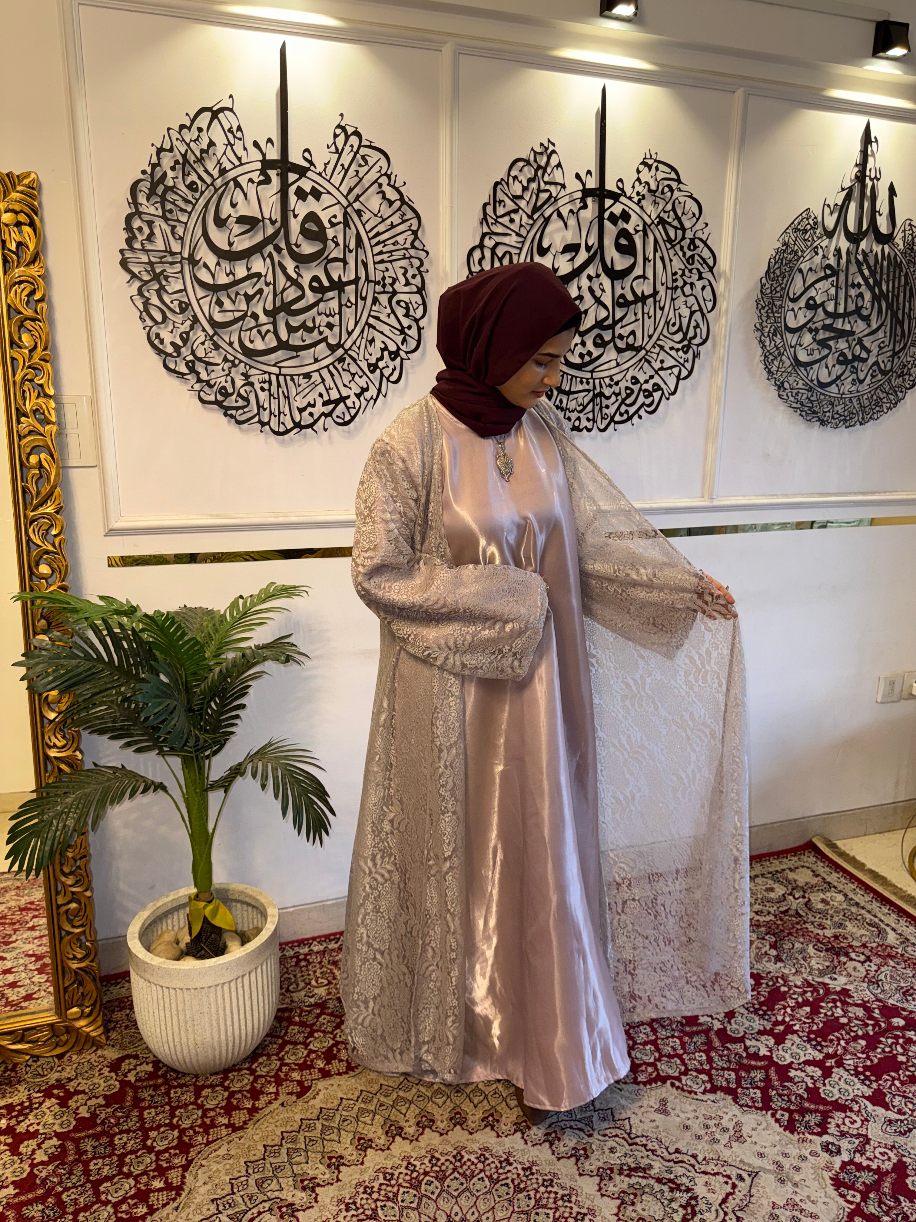Luxury Metallic Lace shrug  | Modest Evening Cardigan, Inner slit and hijab not included