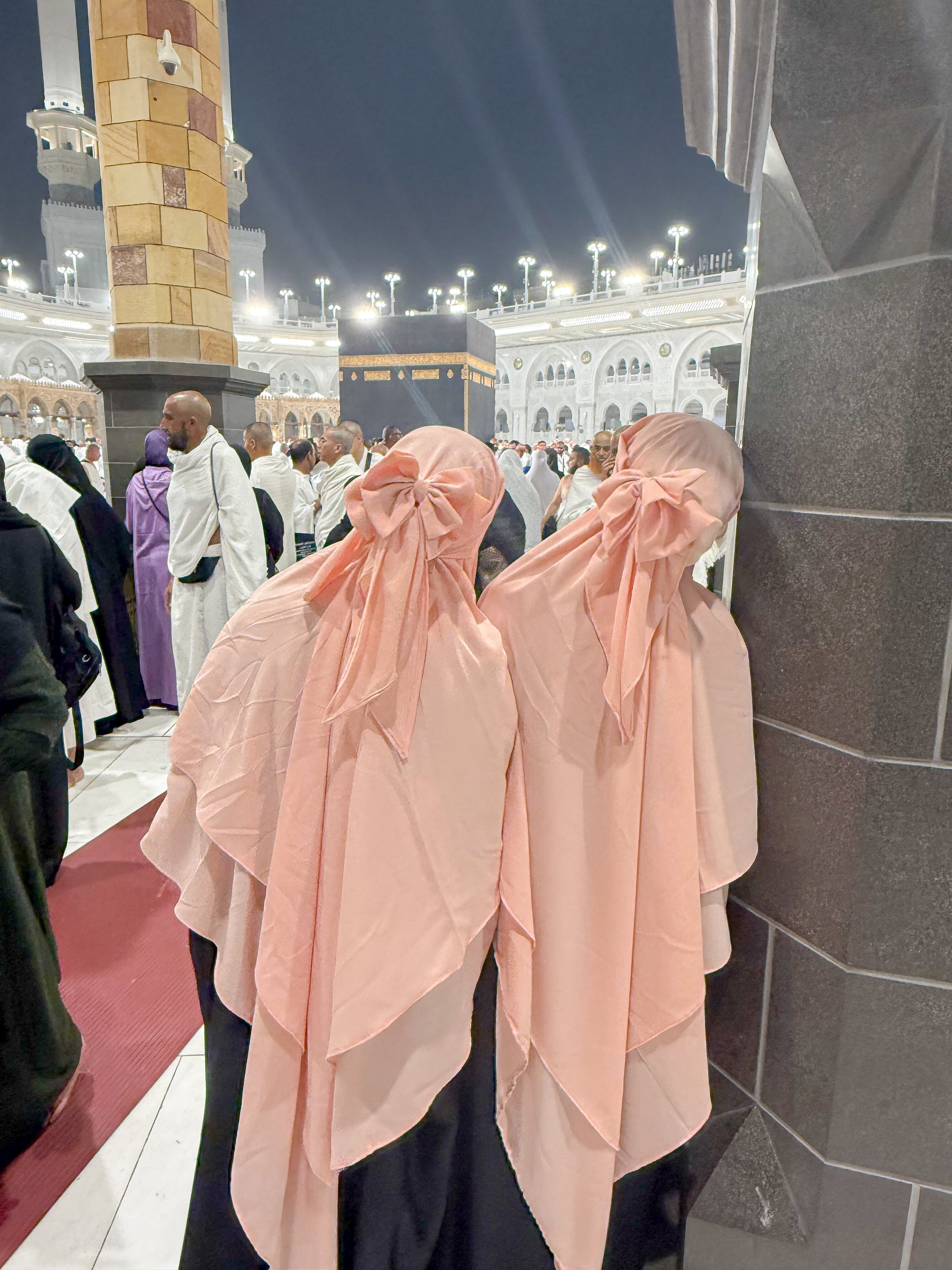 Bow fish tail one-piece Jilbab - peach