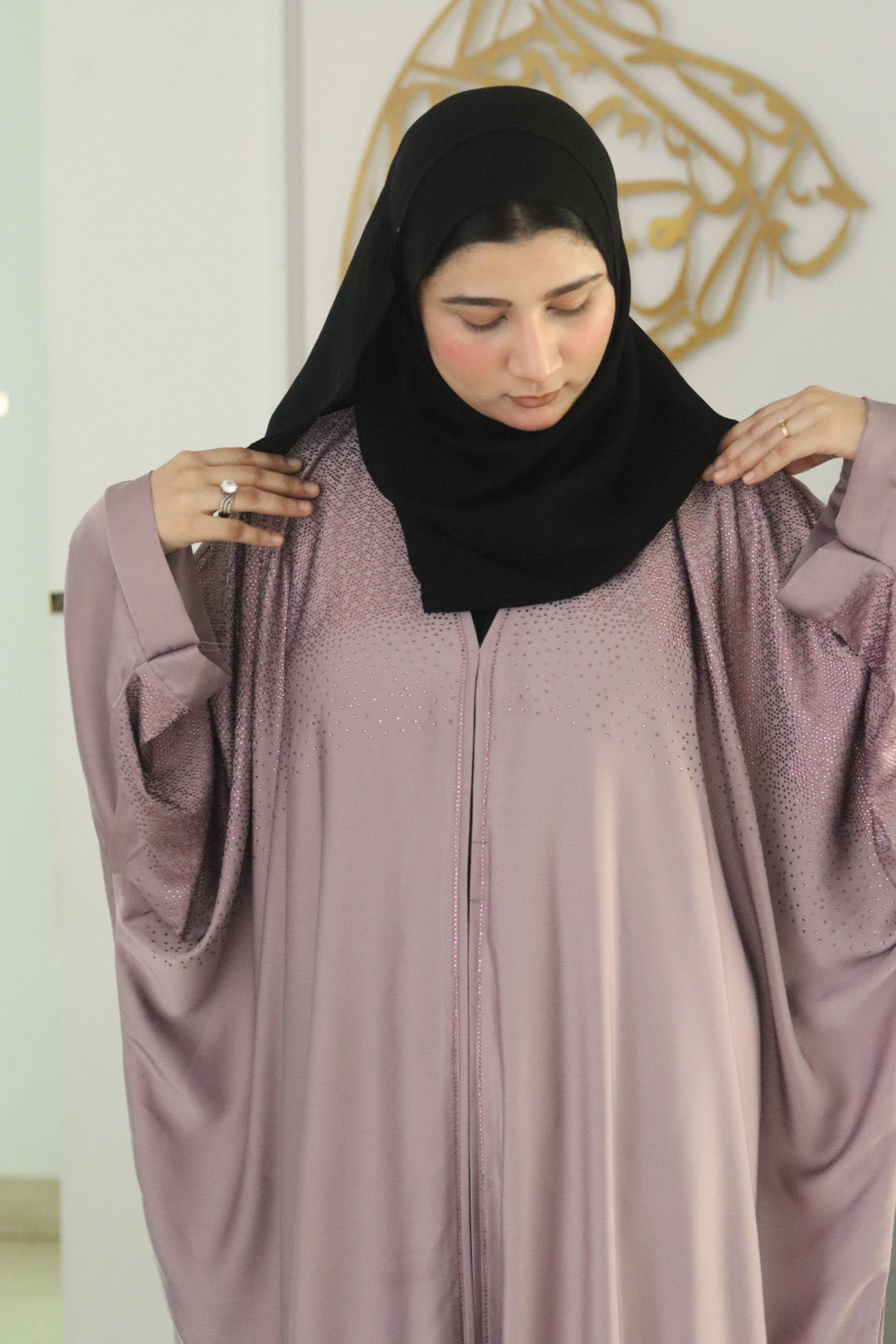 Mauve pearl Abaya (with hijab)