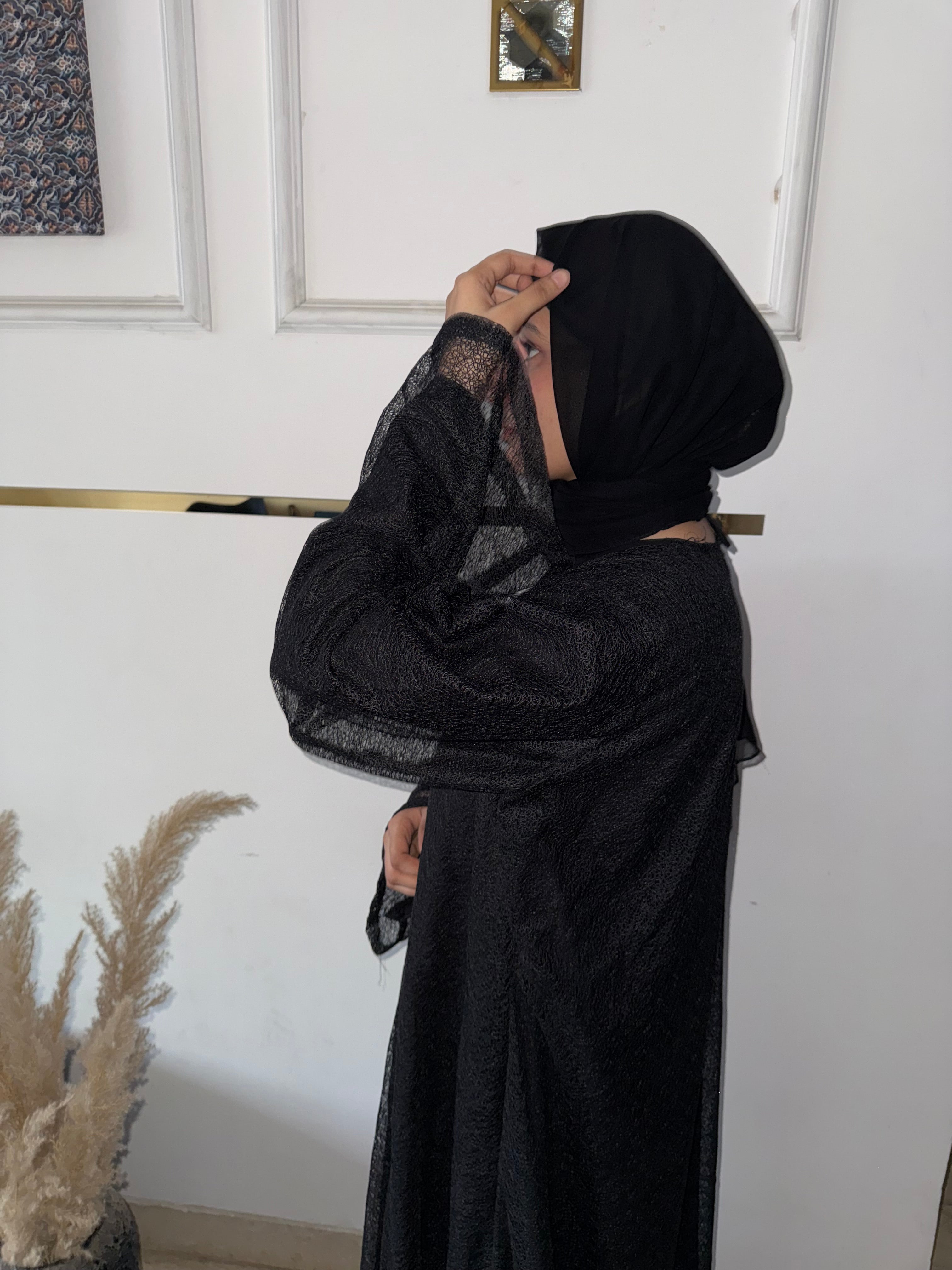 Luxury black lace shrug |  Modest Evening Cardigan, Inner slit and hijab not included