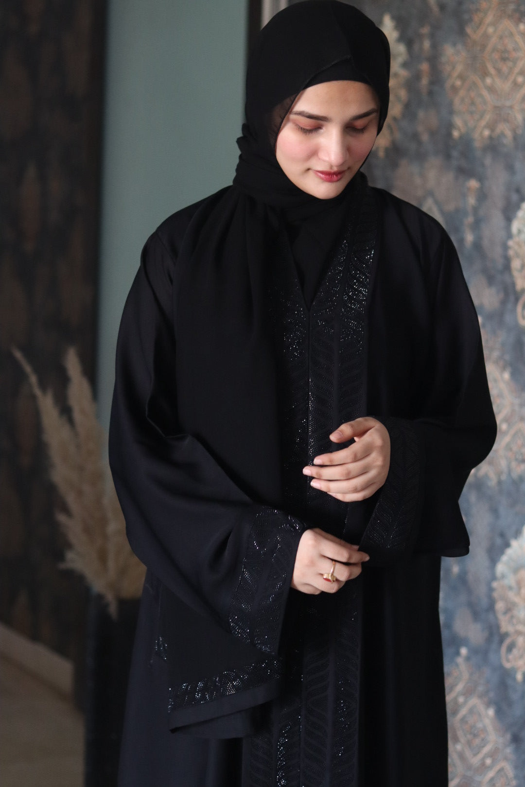 Black stone Abaya (with hijab)