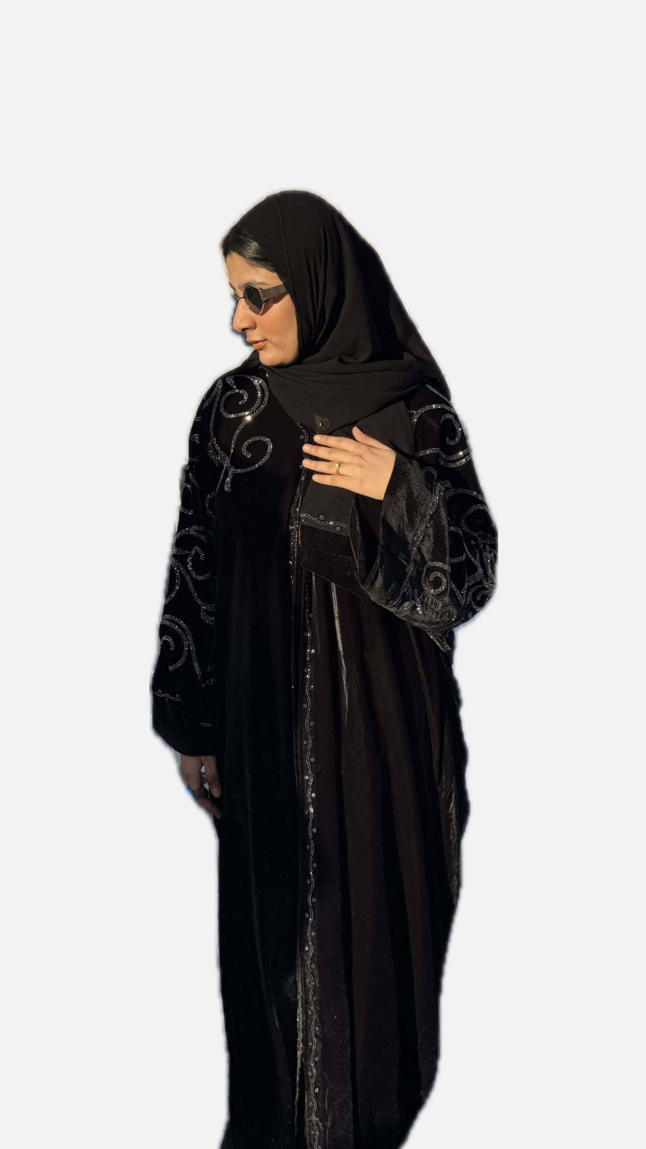 Dubai velvet abaya- black with hijab