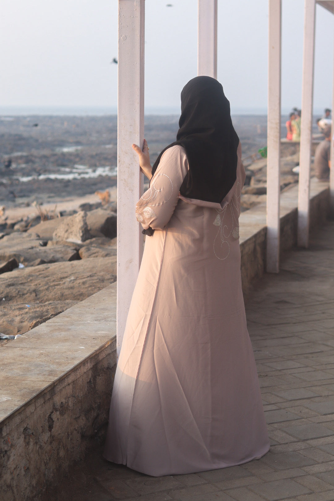 Hanan stonework abaya (with Hijab) - Beige