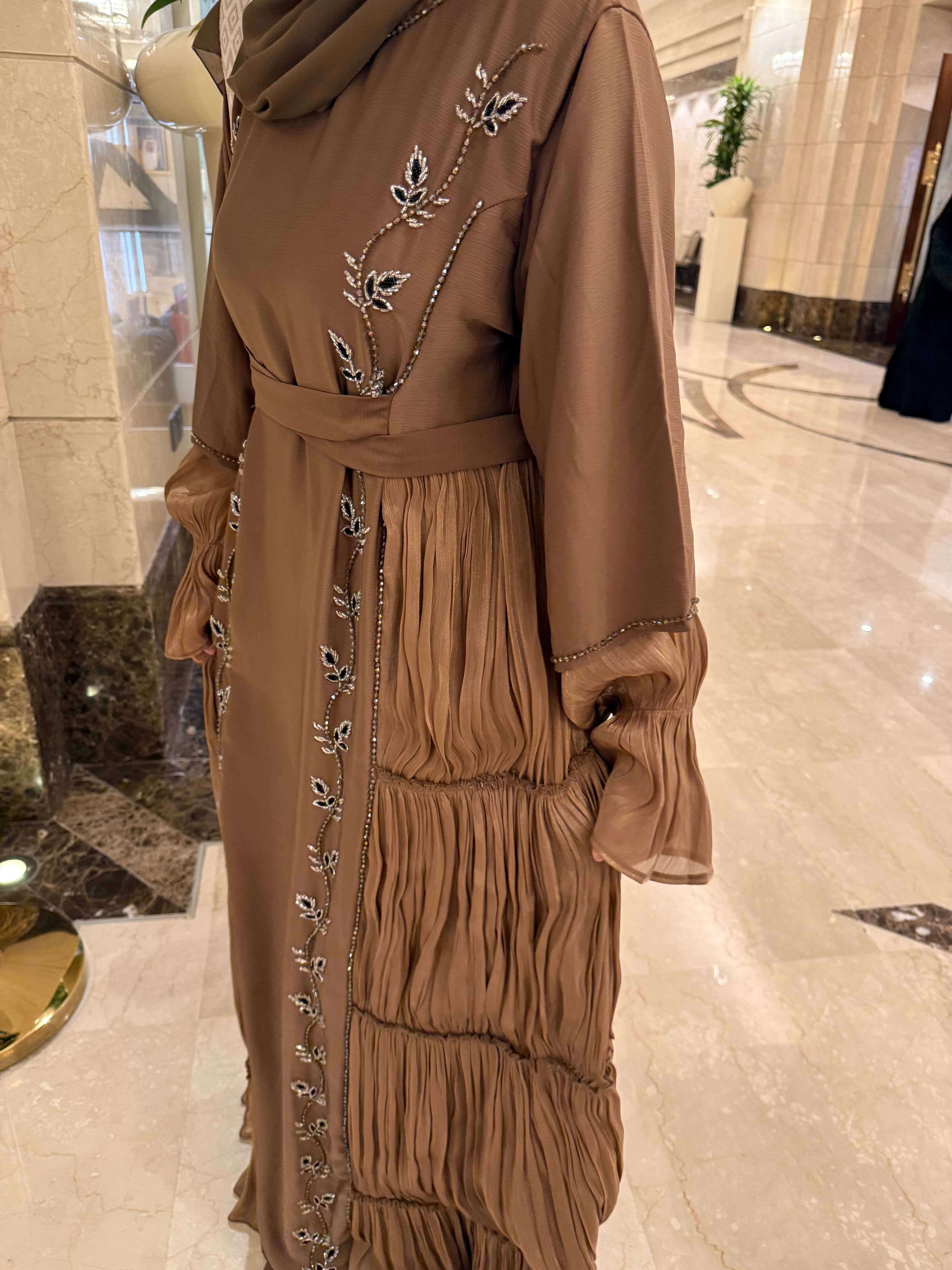 Dreamy brown handwork Abaya (with hijab)