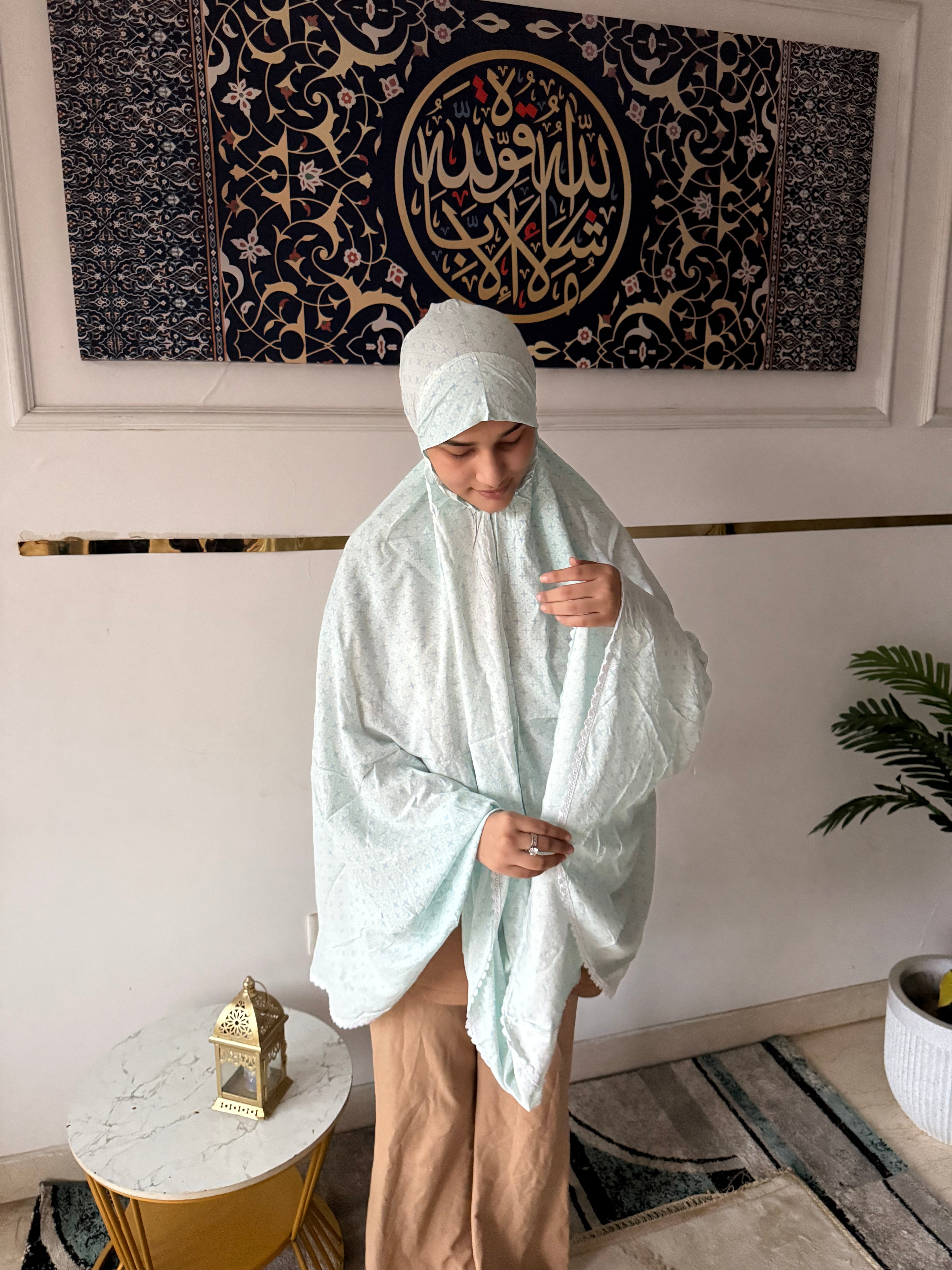 Mint printed Makhna- mid length