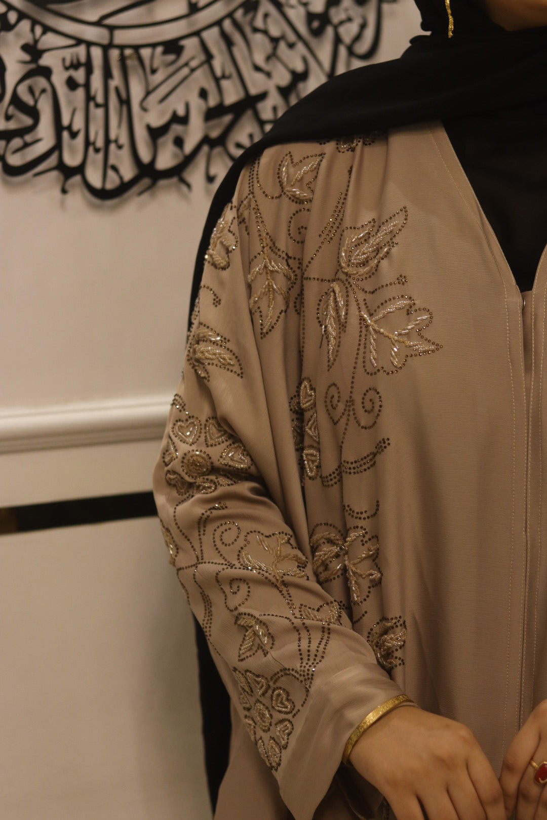 Royal Mocha handwork abaya- with hijab