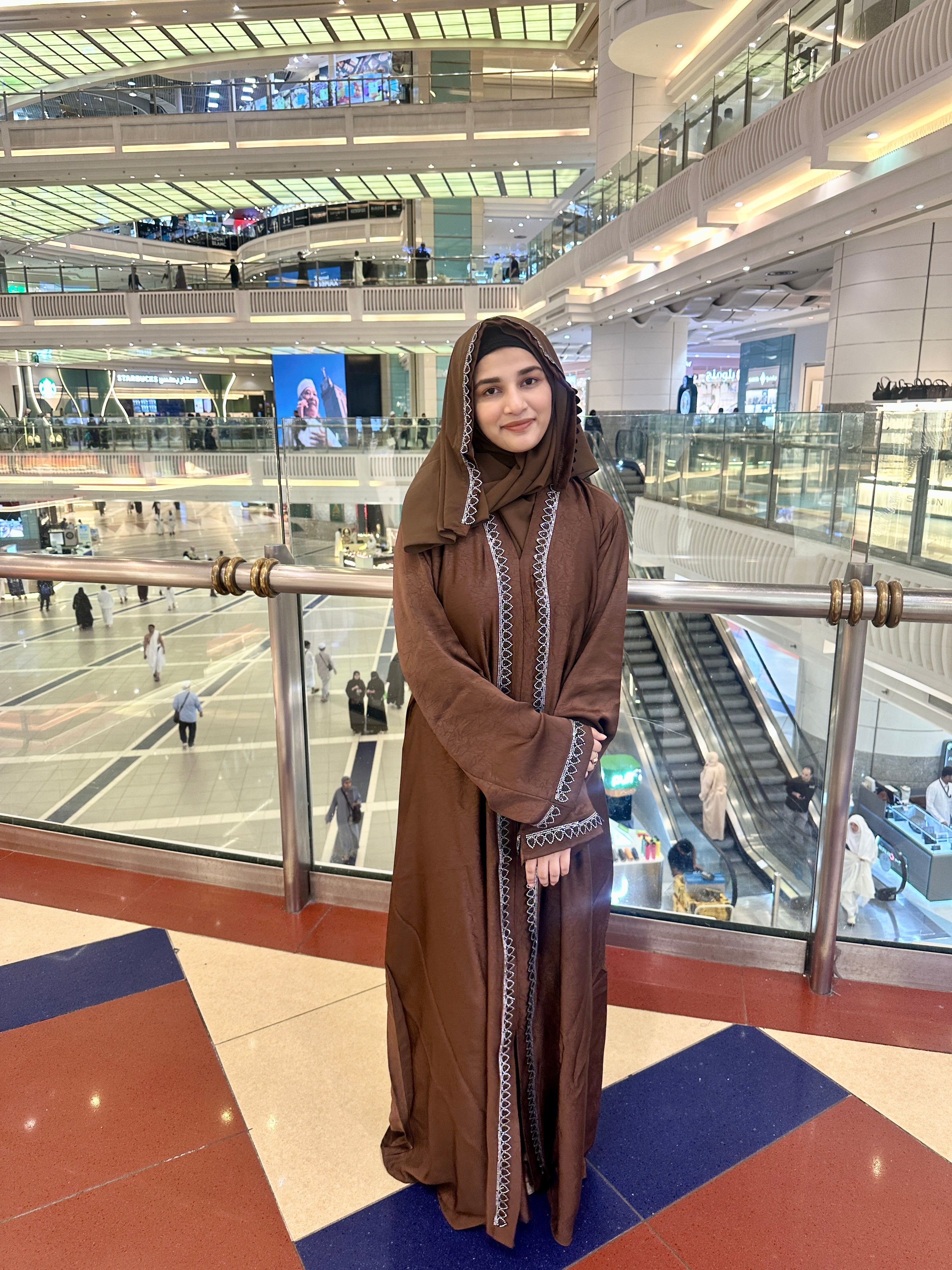 Heena stonework abaya (with Hijab) - Brown