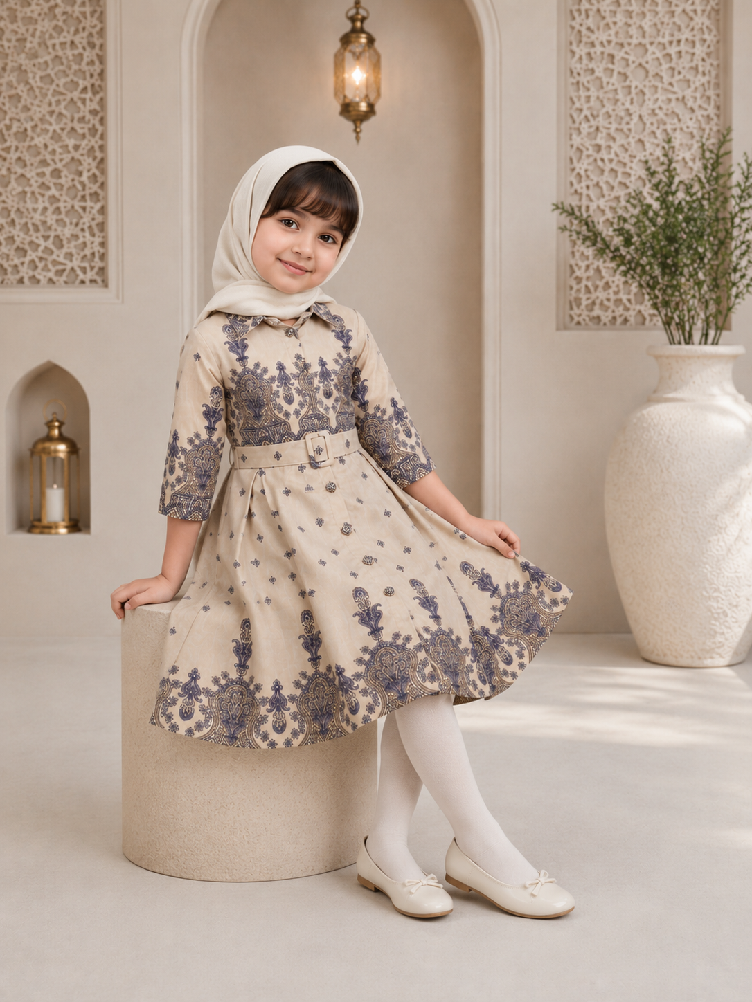 Kids Flared frock with waist belt
 (5-15 years)